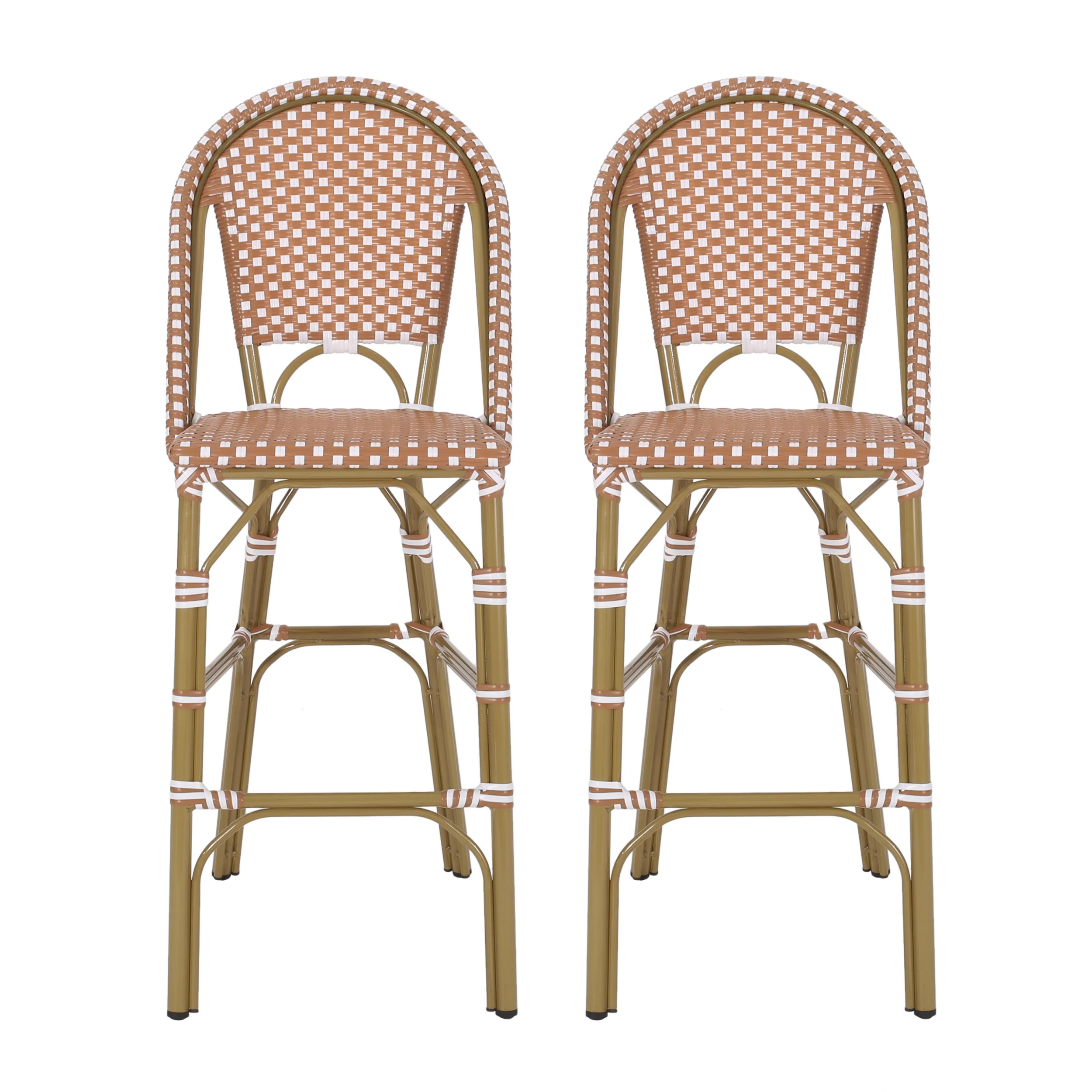 Grelton Outdoor Aluminum French Barstools, Set of 2 - furnishings