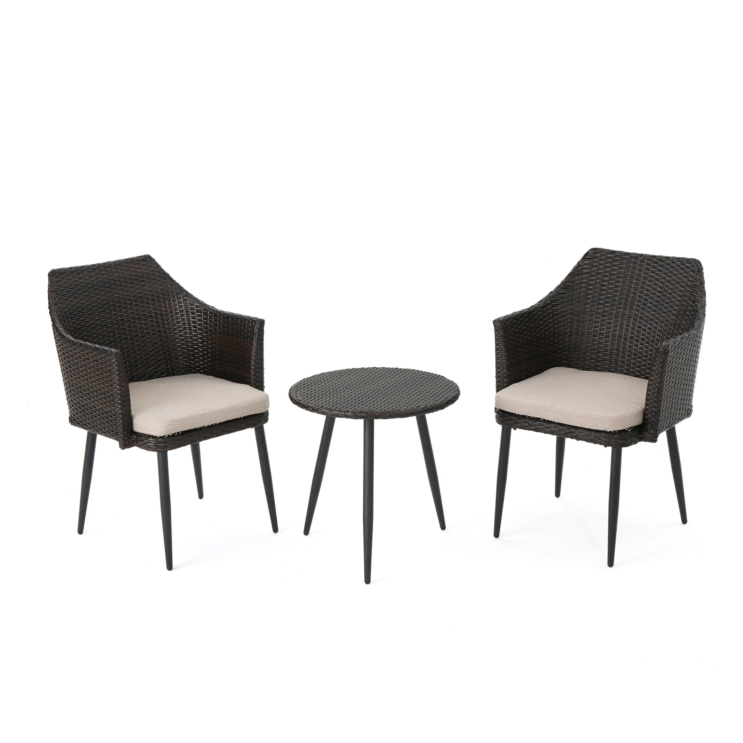 Ibiza Outdoor 3 Piece Wicker Chat Set with Water Resistant Cushions - furnishings