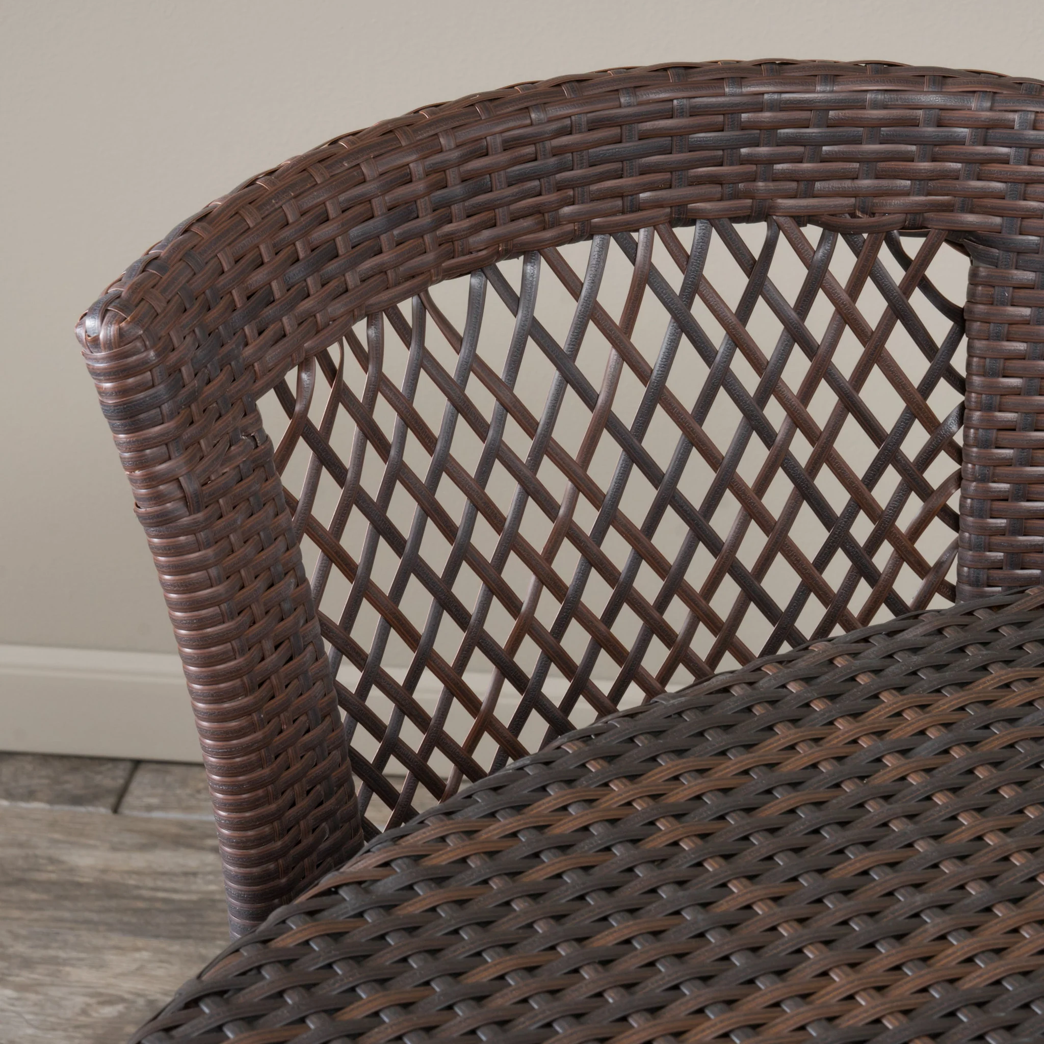 Perry Outdoor 3pc Multibrown Wicker Bistro Set - furnishings