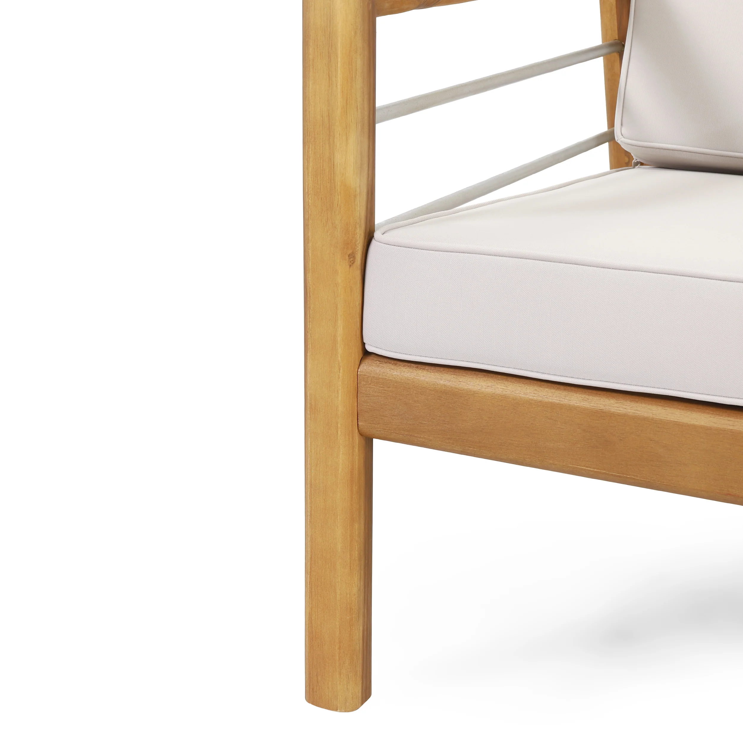 Lindsey Outdoor Acacia Wood 4 Seater Chat Set with Cushions, Beige and Teak - furnishings