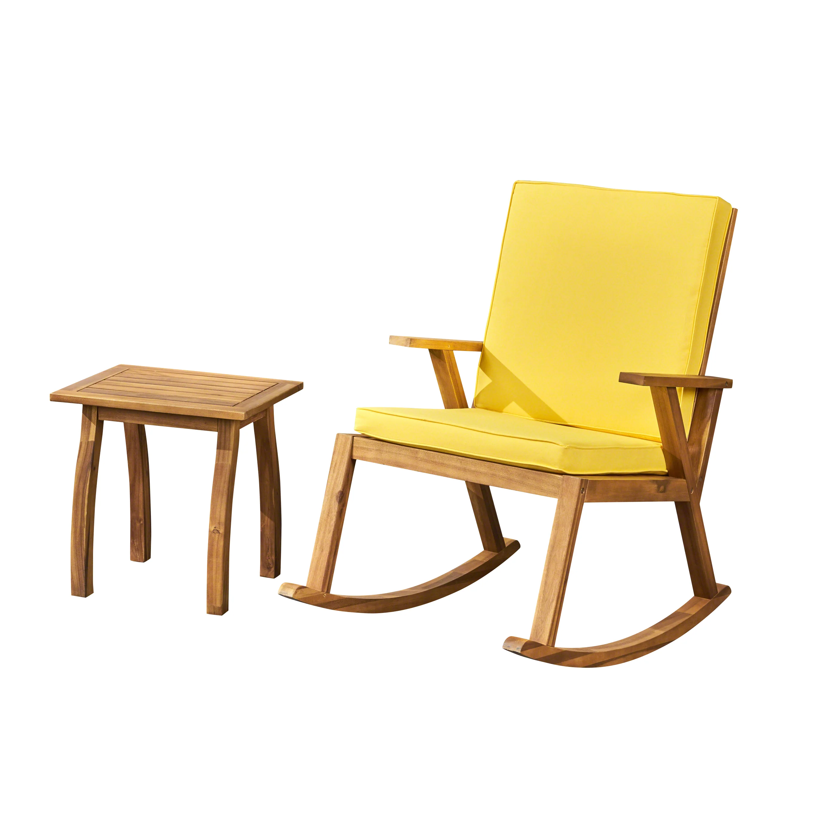Champlain Outdoor Acacia Wood Rocking Chair with Side Table - furnishings