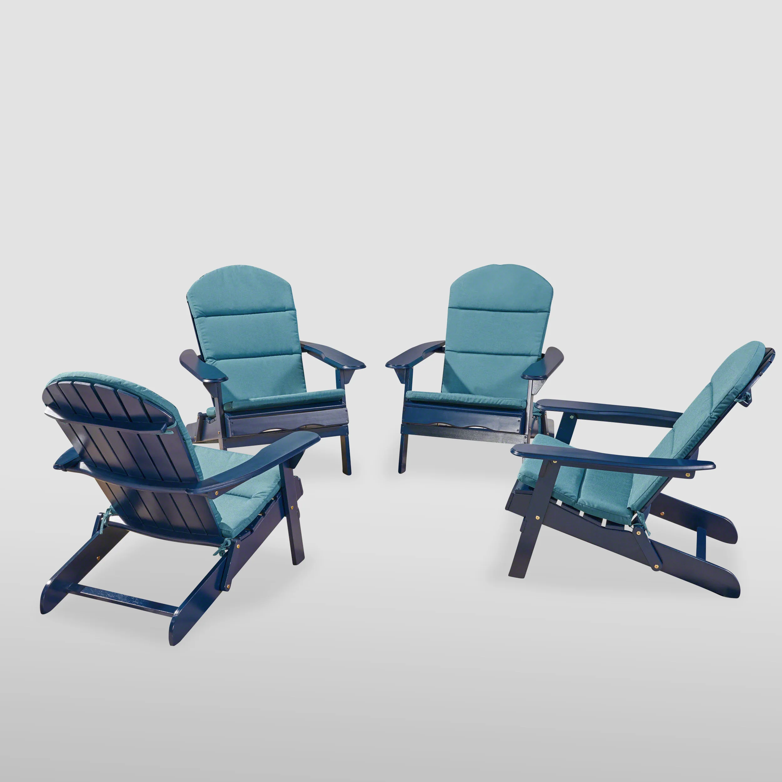Nelie Outdoor Acacia Wood Folding Adirondack Chairs with Cushions - furnishings