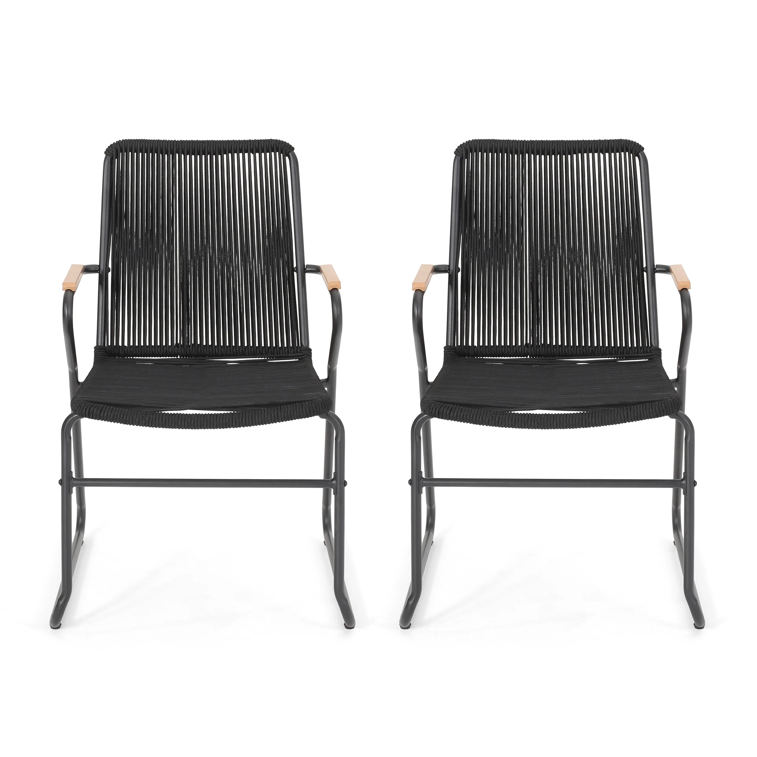 Laycee Modern Outdoor Rope Weave Club Chair (Set of 2) - furnishings