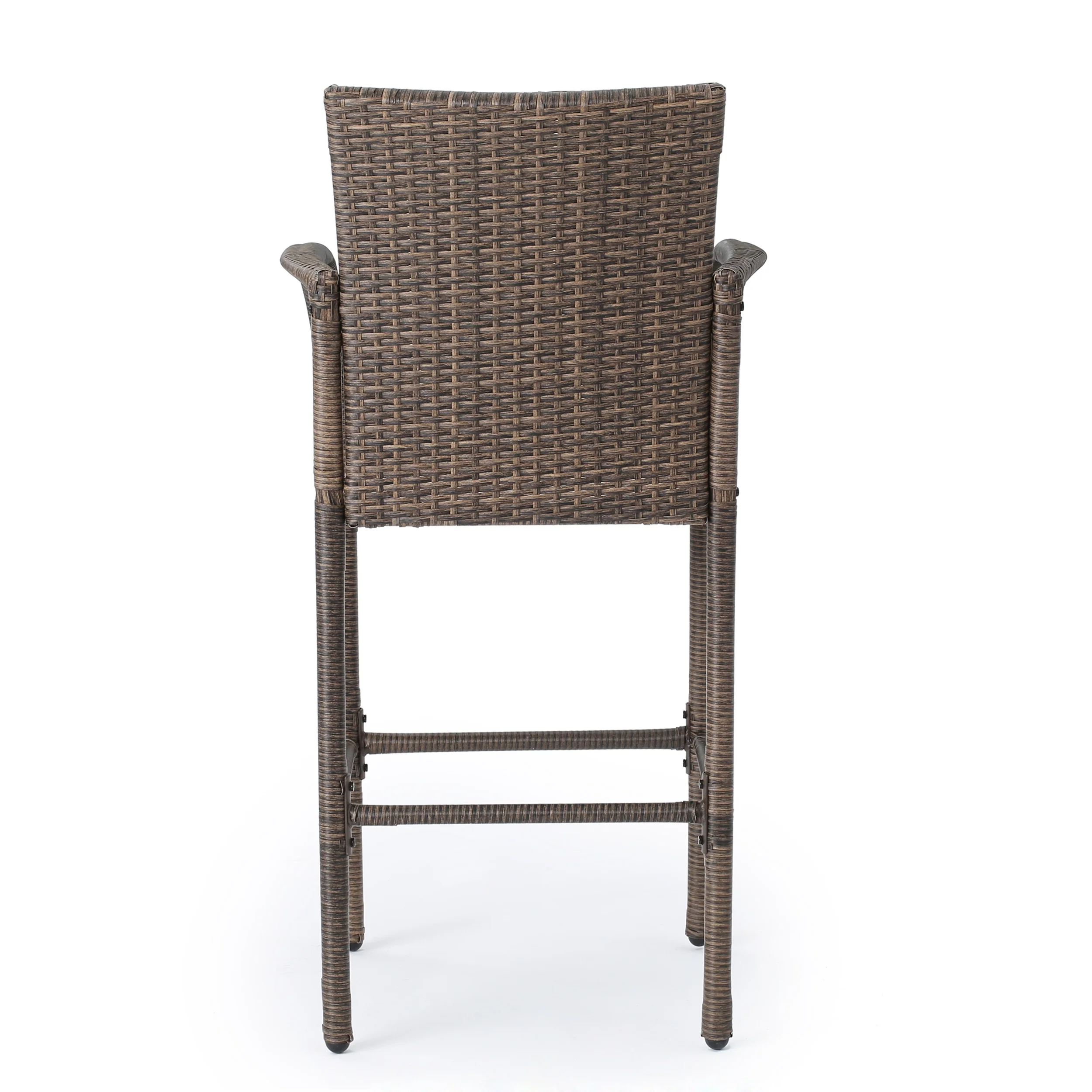 Conquista 30-Inch Outdoor Mix Mocha Wicker Barstool - furnishings