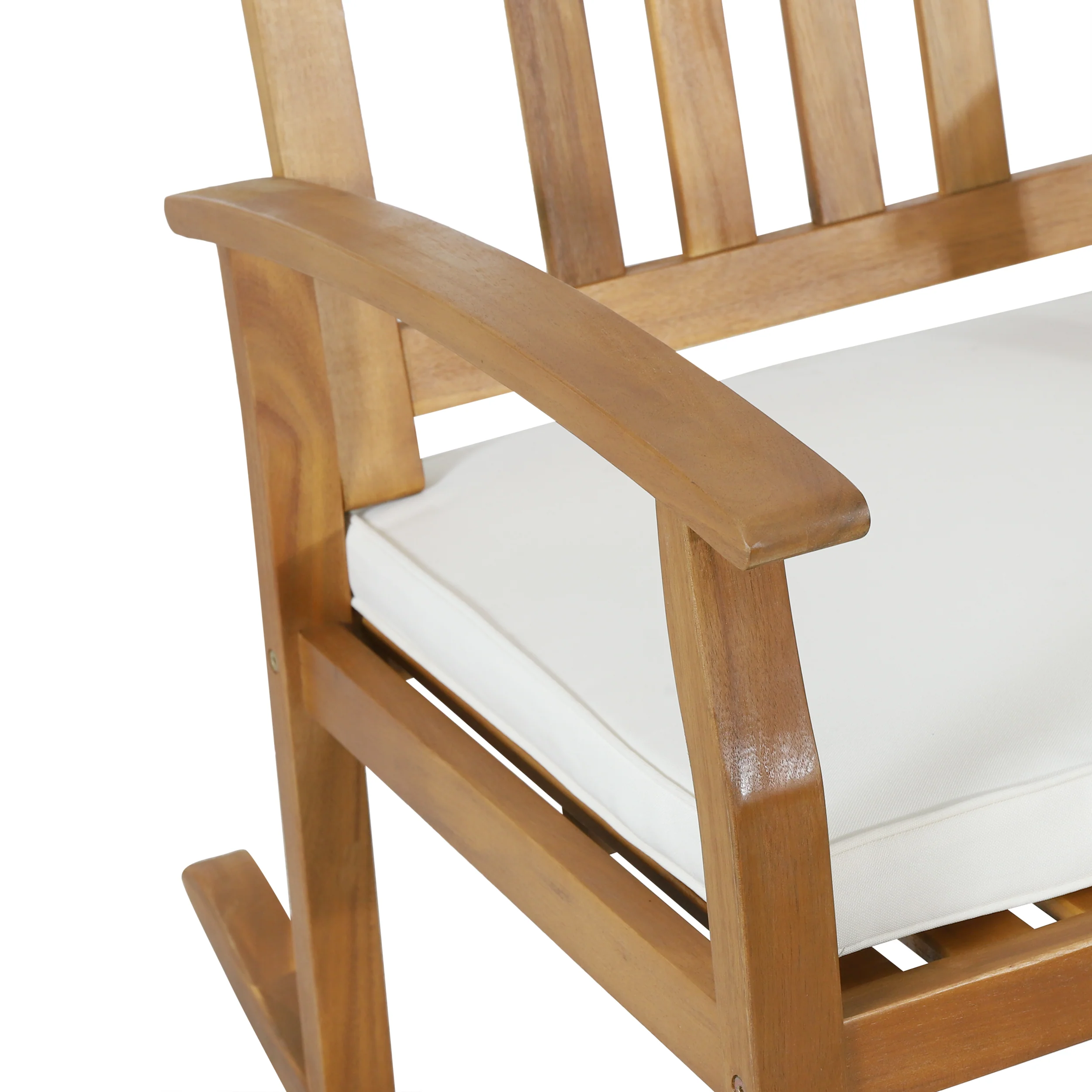 Kessler Outdoor Acacia Wood Rocking Chair with Cushion, Set of 2, Teak and Beige - furnishings