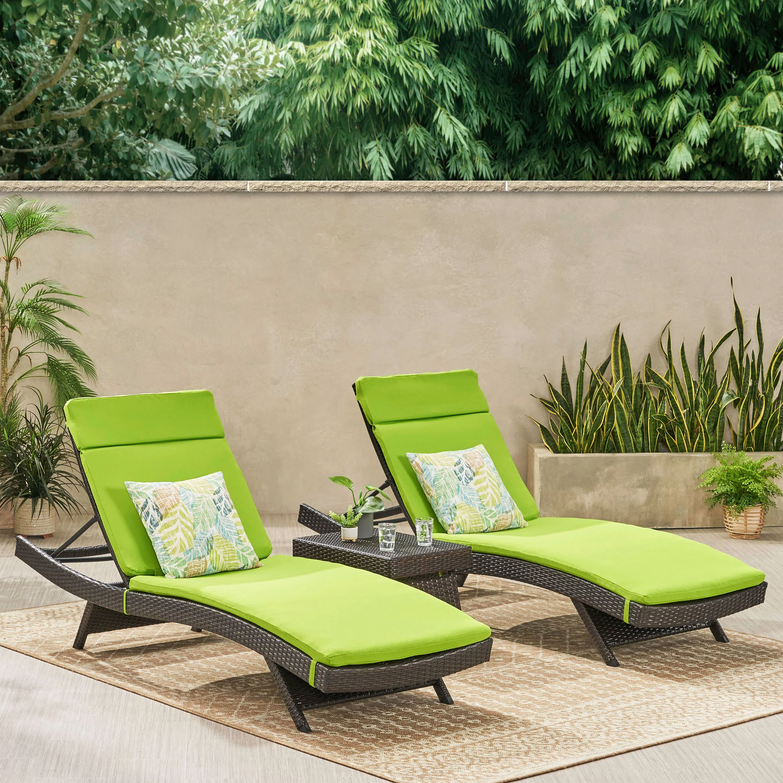 Lakeport Outdoor 3pc Adjustable Chaise Lounge Chair Set - furnishings
