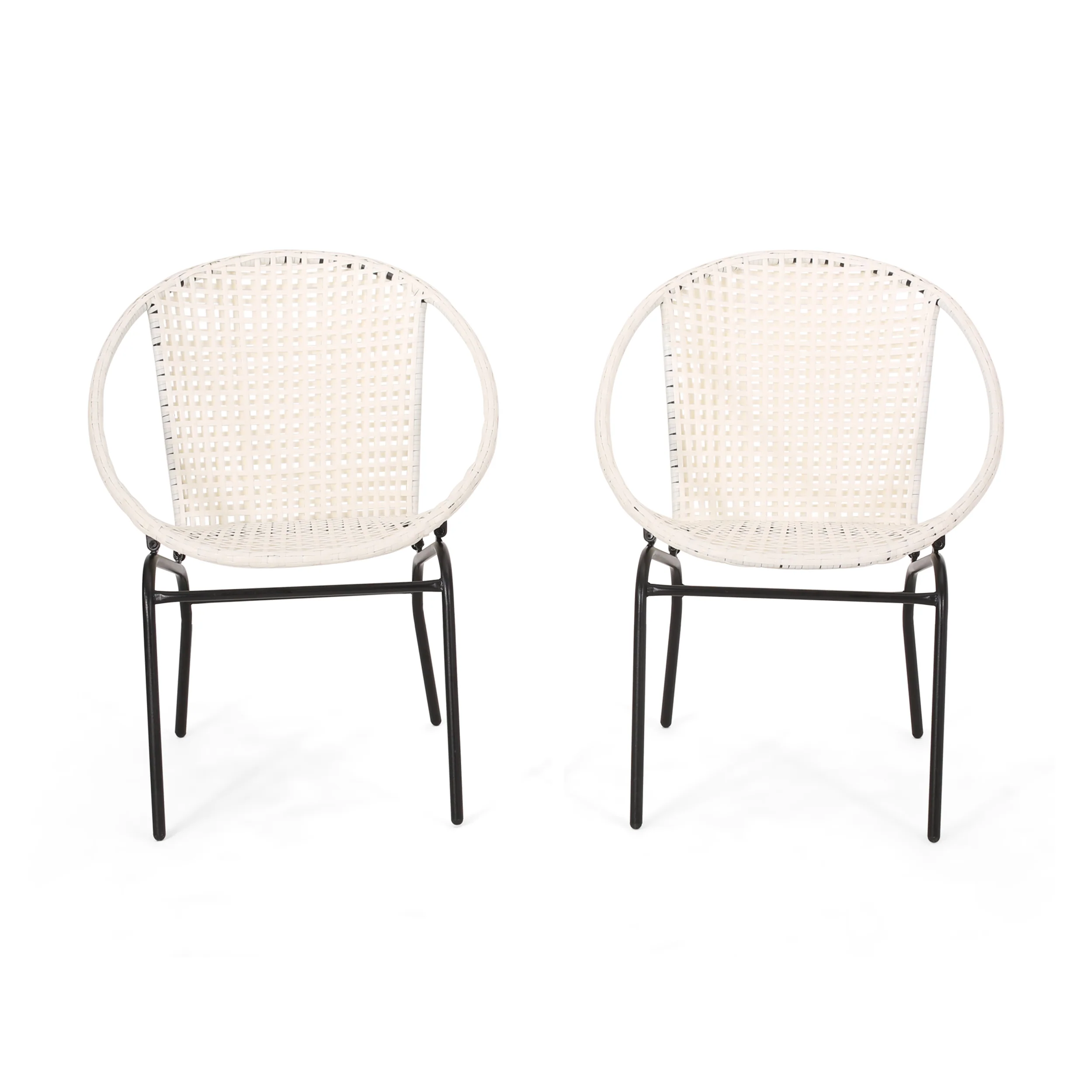 Norma Outdoor Modern Faux Rattan Club Chair (Set of 2) - furnishings