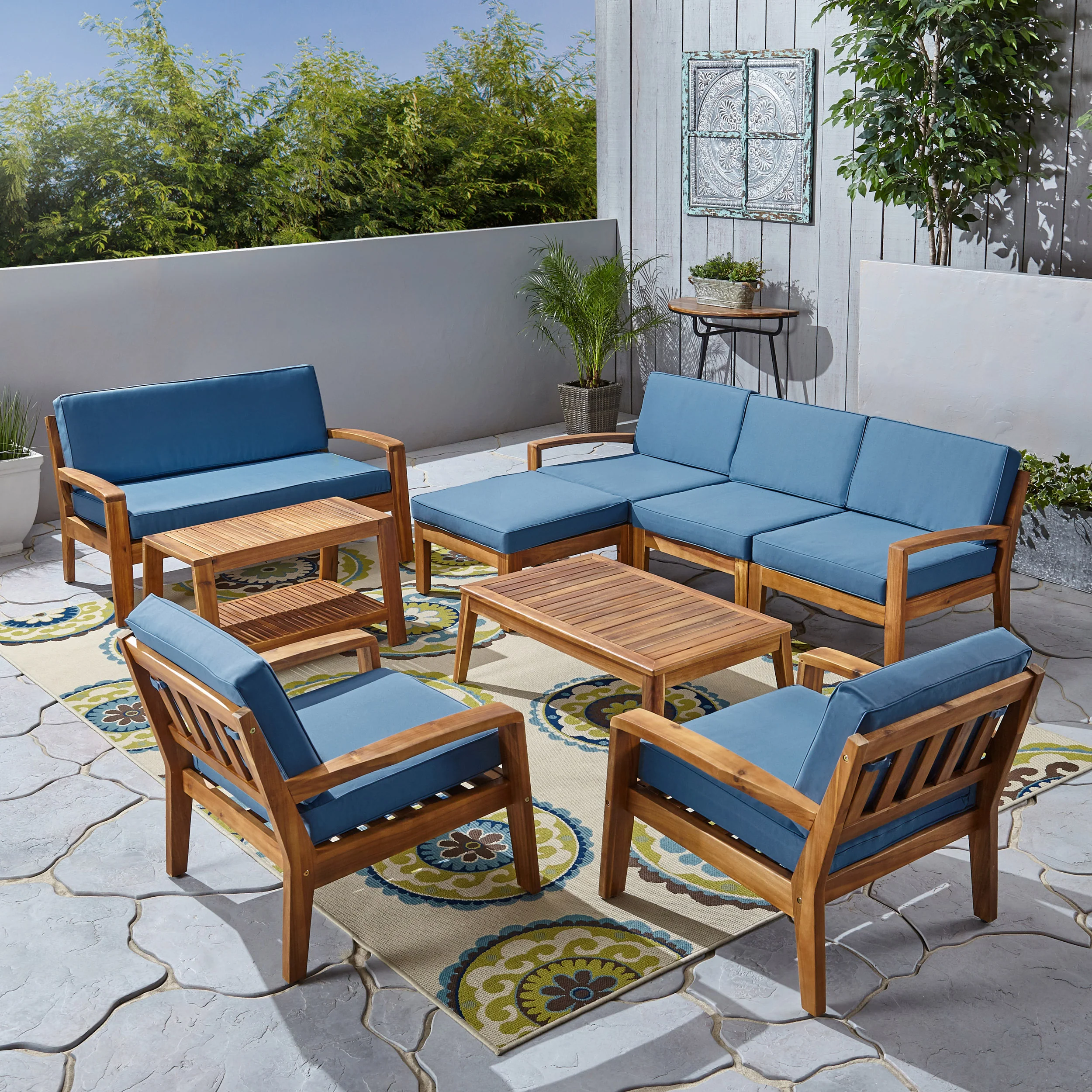 Parma 7-Seater Sectional Sofa Set For Patio with Loveseat - furnishings