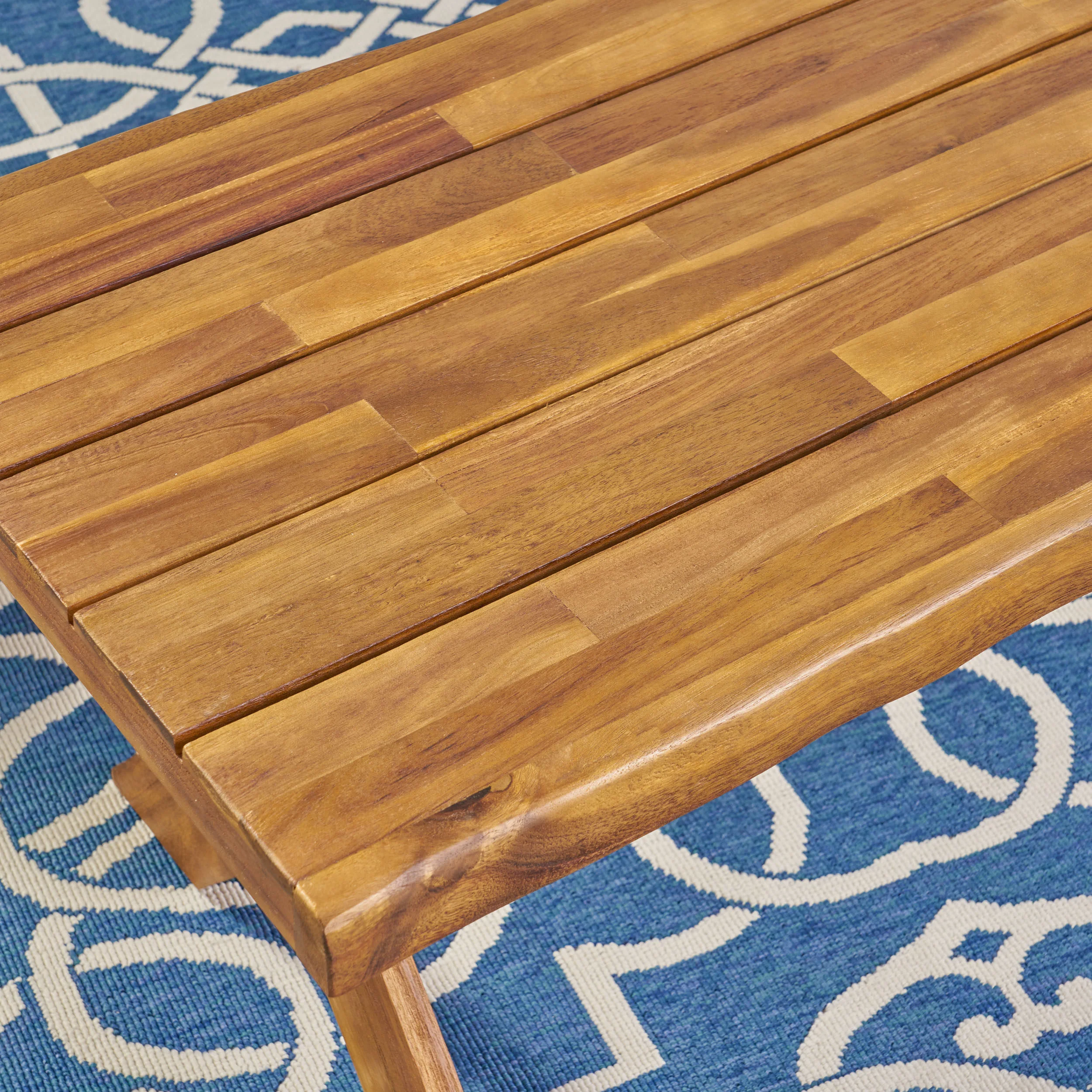 Anthony Outdoor Acacia Wood Loveseat and Coffee Table Set, Sandblast Teak - furnishings