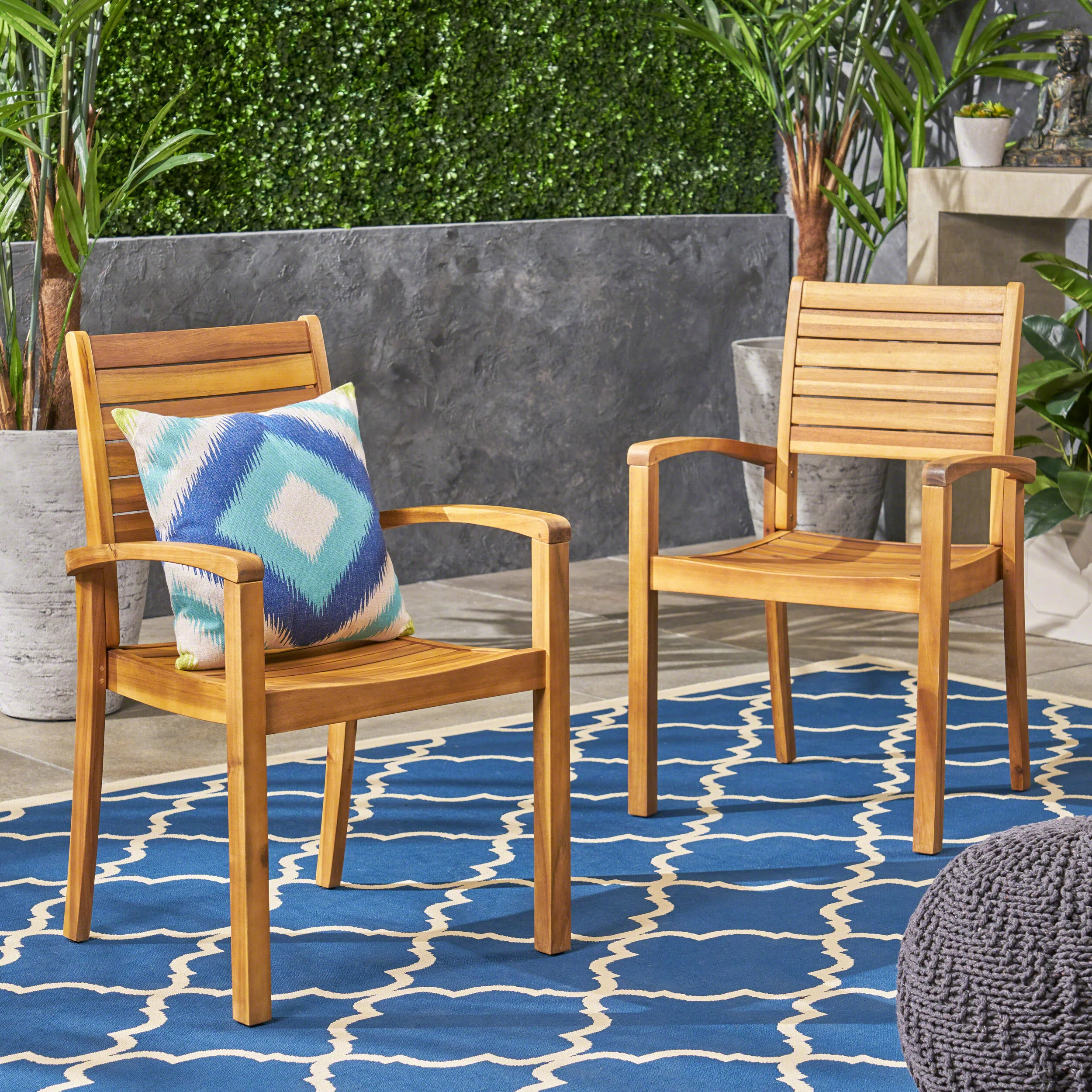 Watts Outdoor Acacia Wood Dining Chairs (set of 2) - furnishings