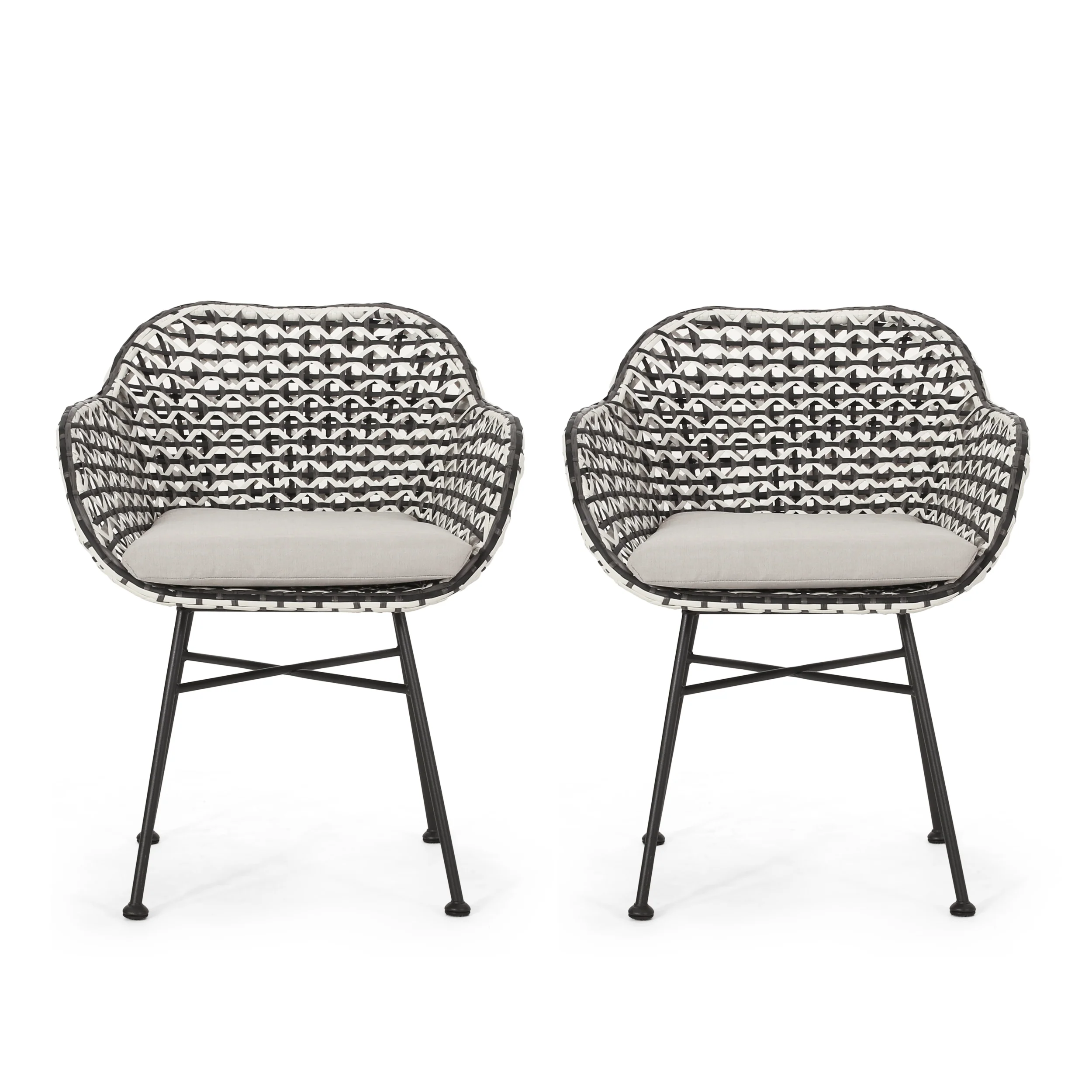 Jayline Outdoor Wicker Chair with Cushion (Set of 2) - furnishings