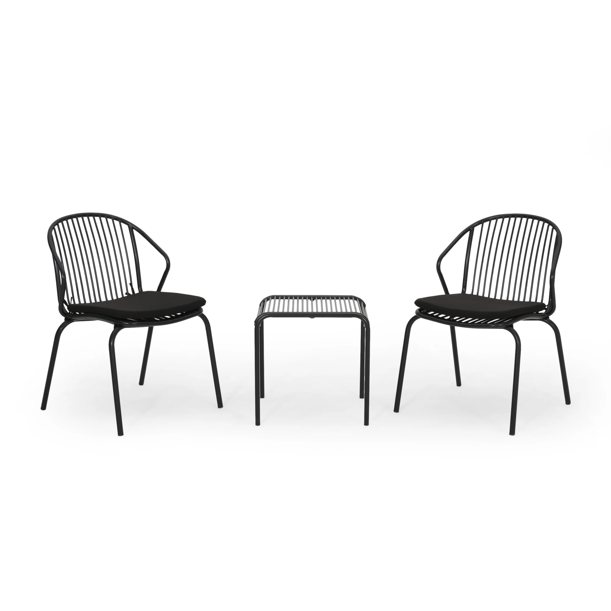 Emily Outdoor Modern Iron 2 Seater Chat Set with Cushions - furnishings