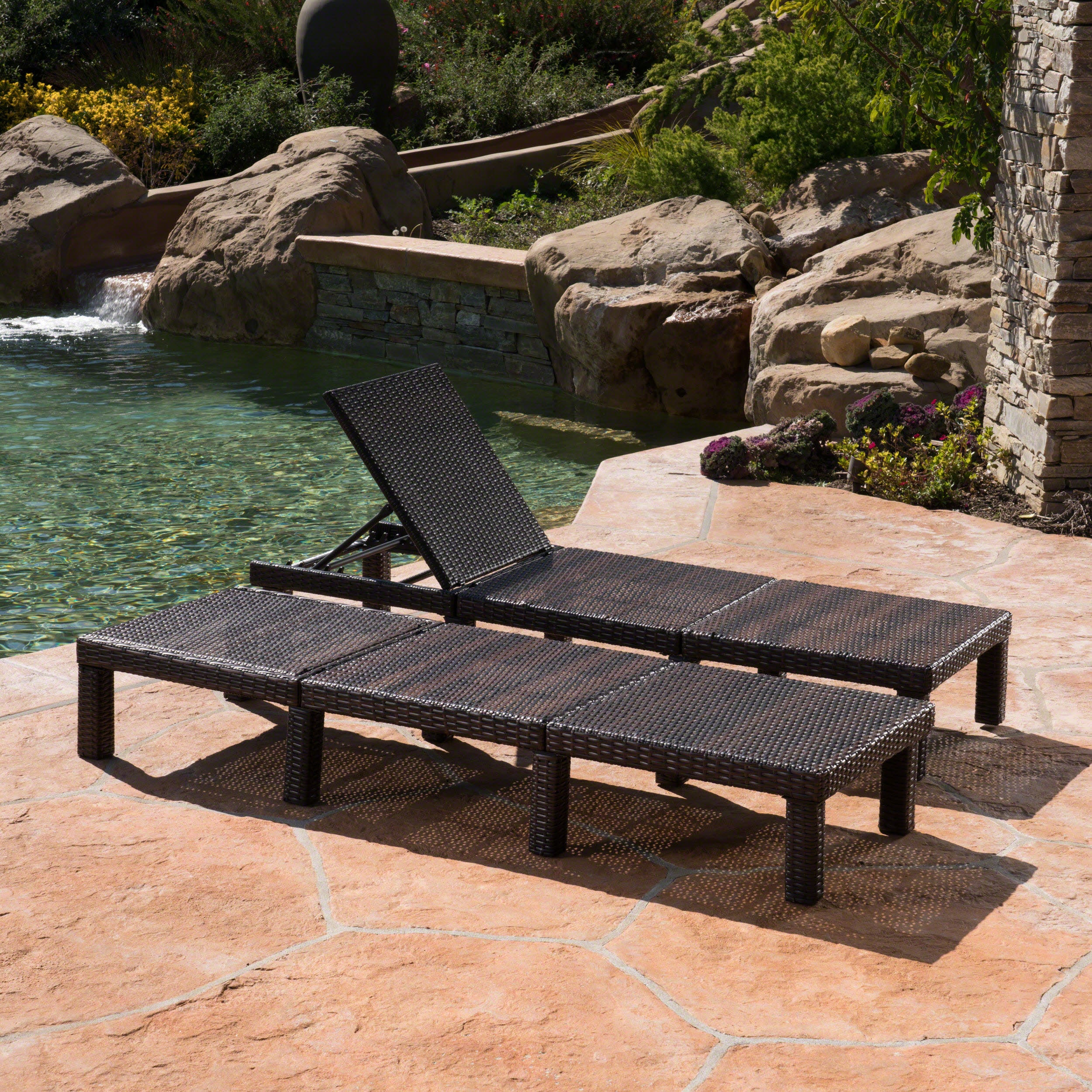 Joyce Outdoor Multi-brown Wicker Chaise Lounge without Cushion - furnishings