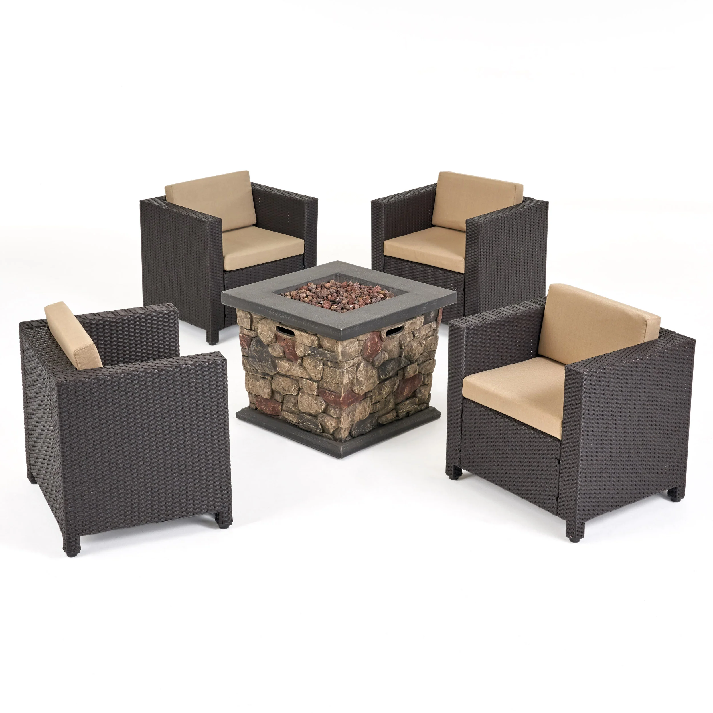 Venice 4-Seater Outdoor Fire Pit Chat Set - furnishings