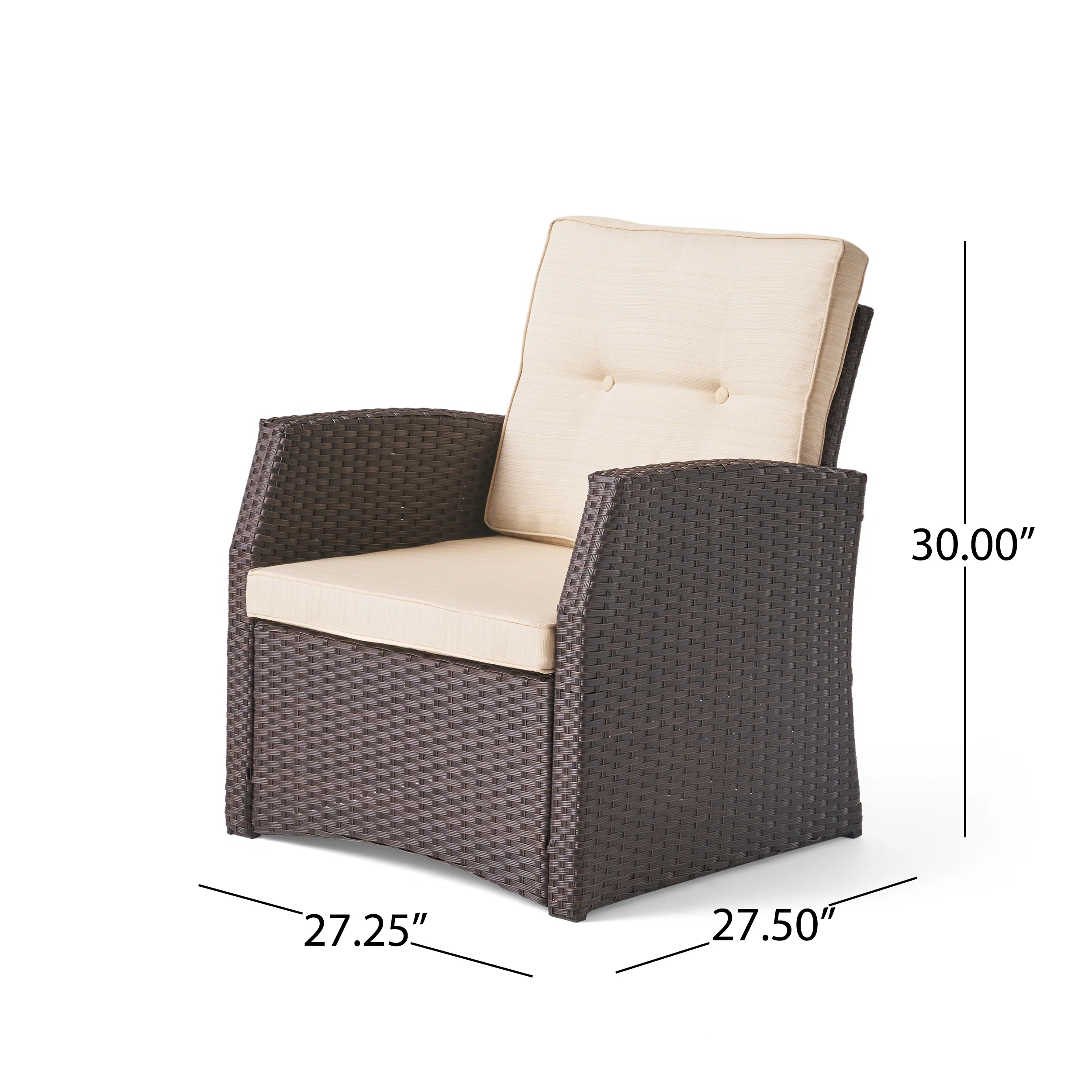 Roswell Outdoor 7 Seater Wicker Chat Set with Light Weight Concrete Fire Pit - furnishings