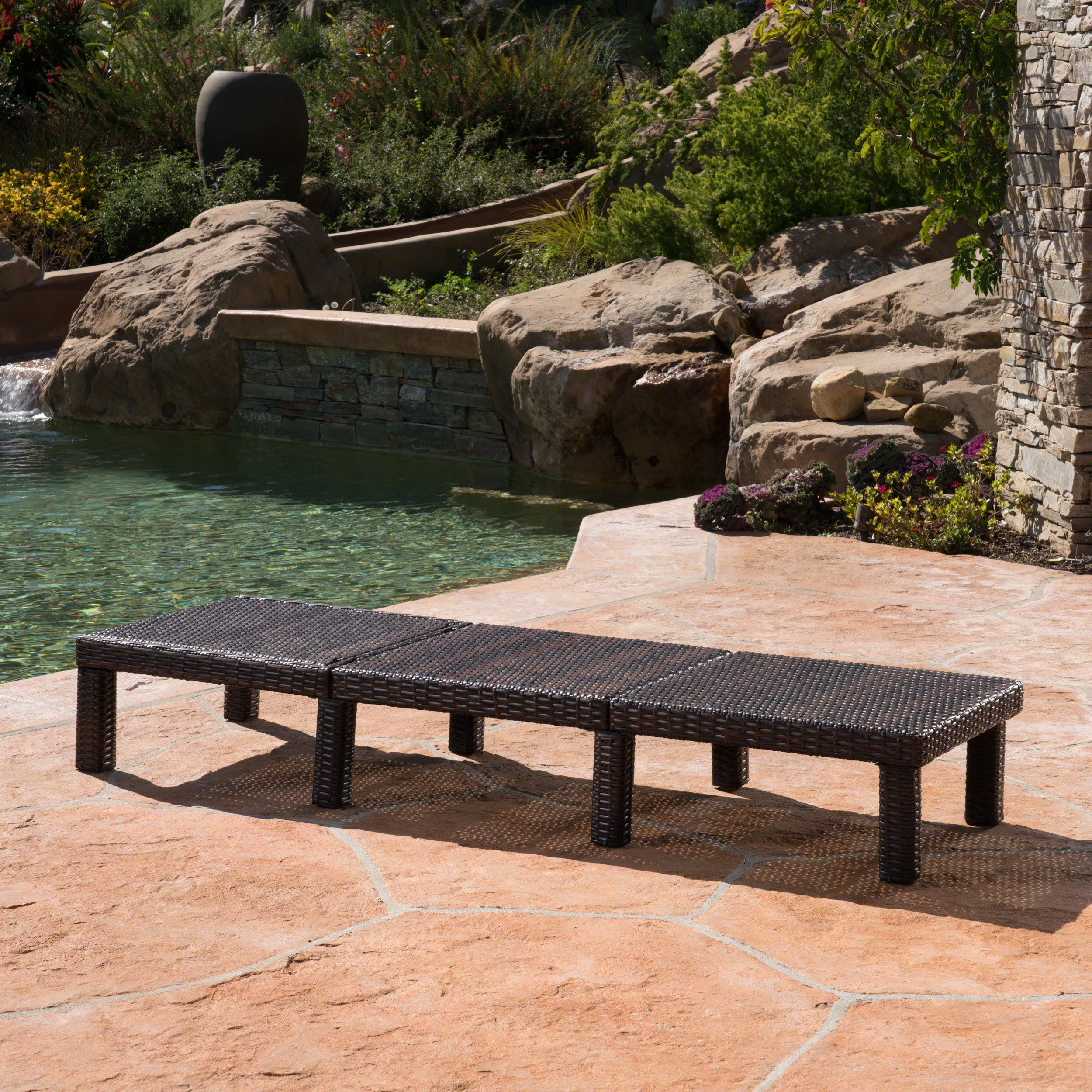 Joyce Outdoor Multi-brown Wicker Chaise Lounge without Cushion - furnishings