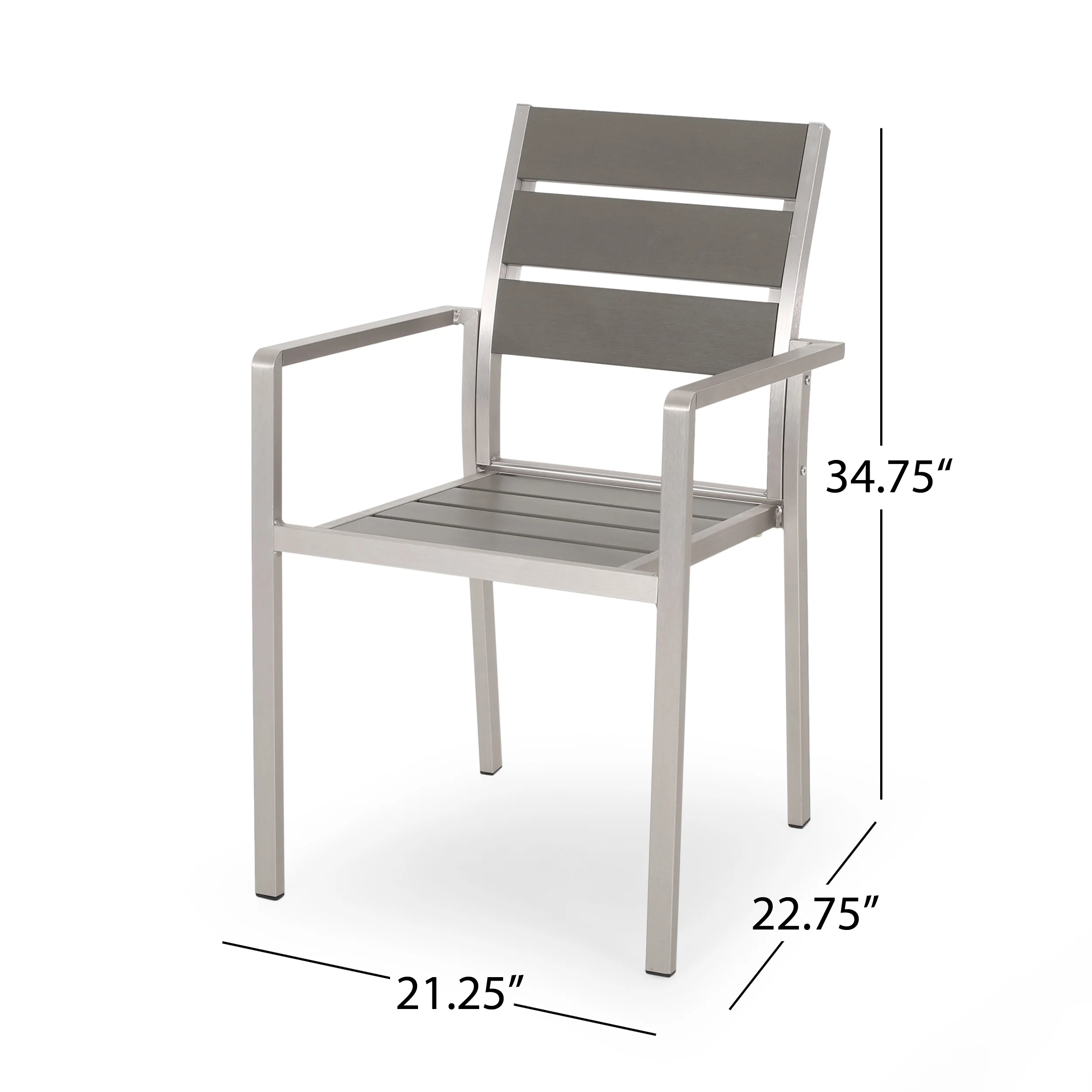 Cherie Outdoor Modern Aluminum Dining Chair with Faux Wood Seat (Set of 2) - furnishings