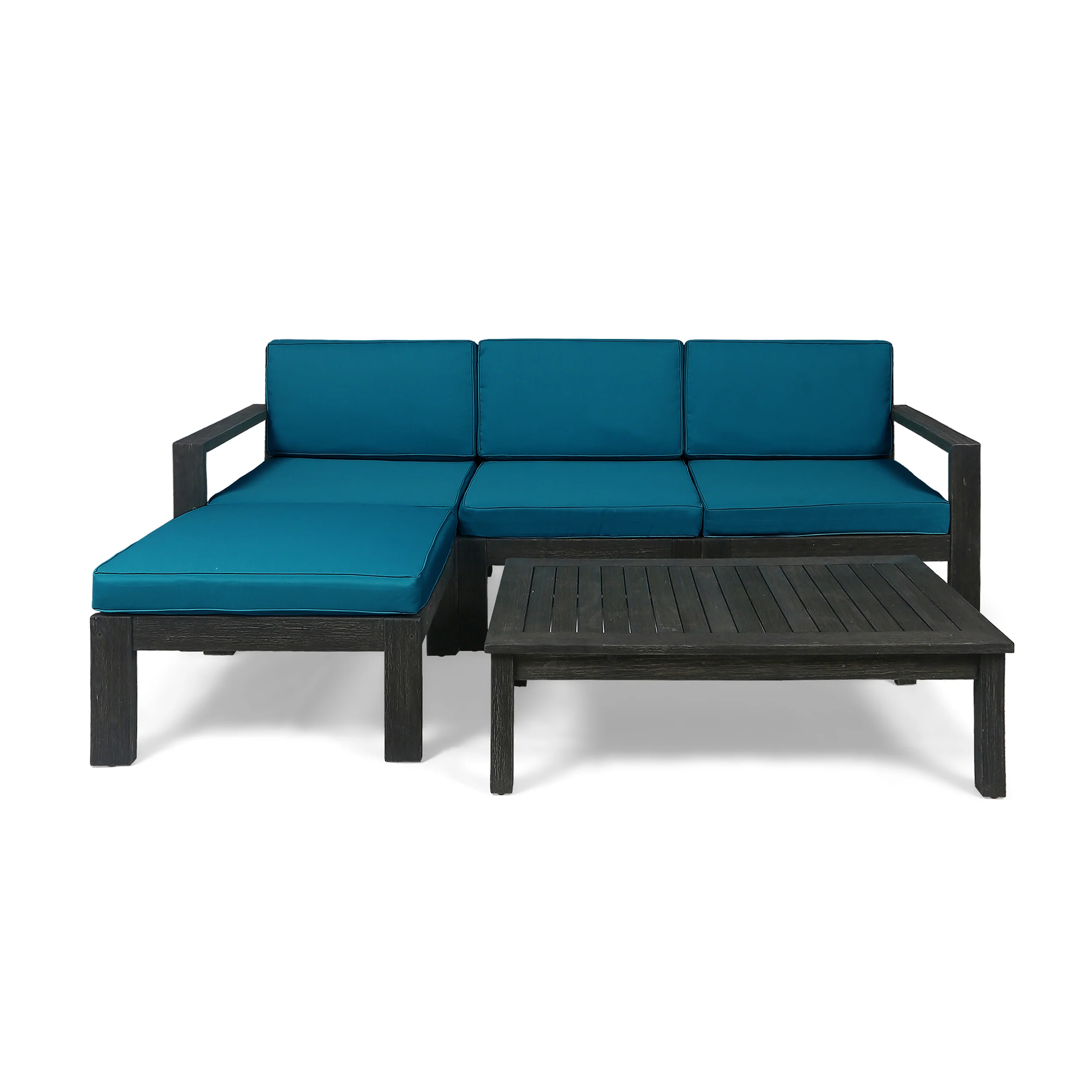 Makayla Ana Outdoor 3 Seater Acacia Wood Sofa Sectional with Cushions - furnishings