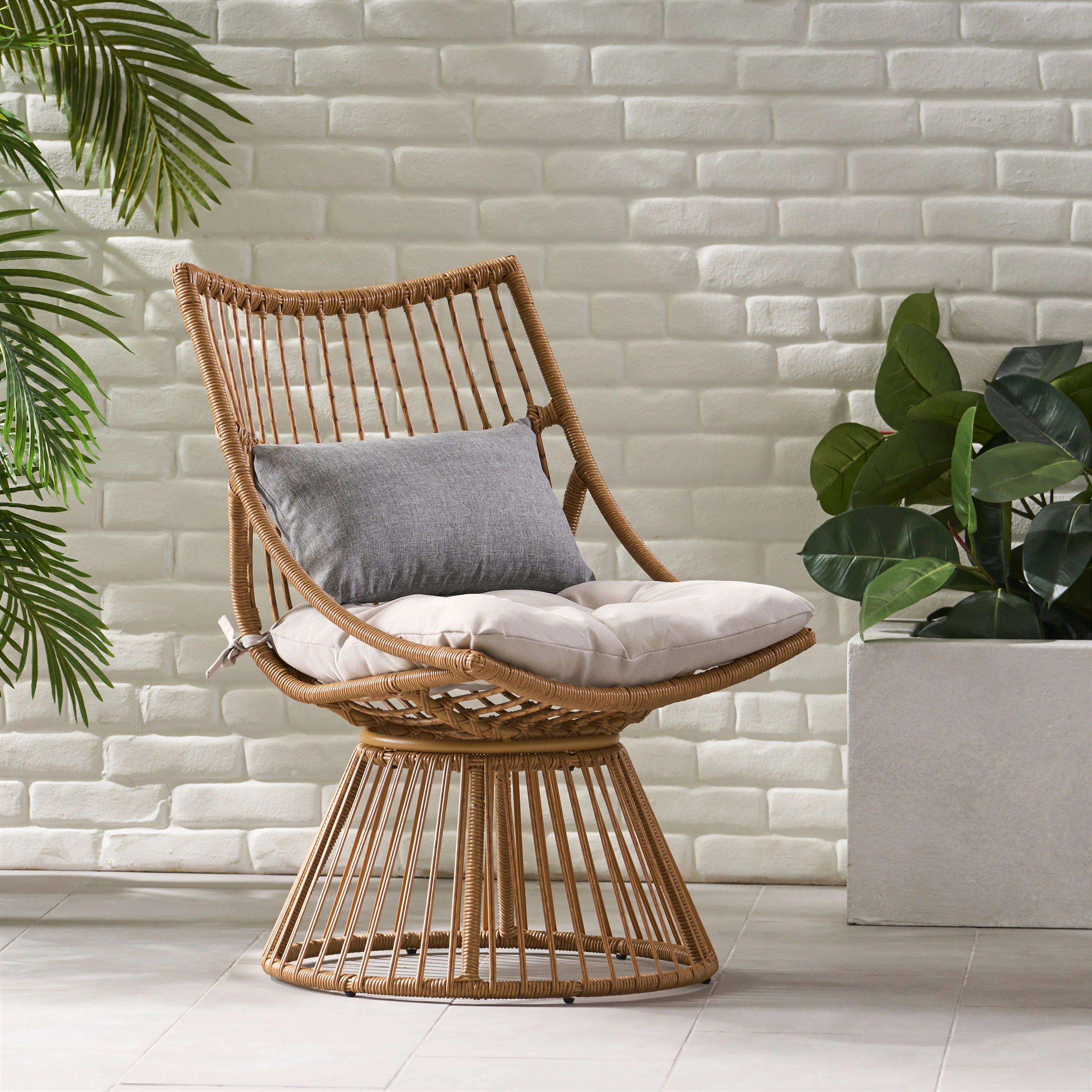 Apulia Outdoor Wicker Club Chair with Cushions - furnishings
