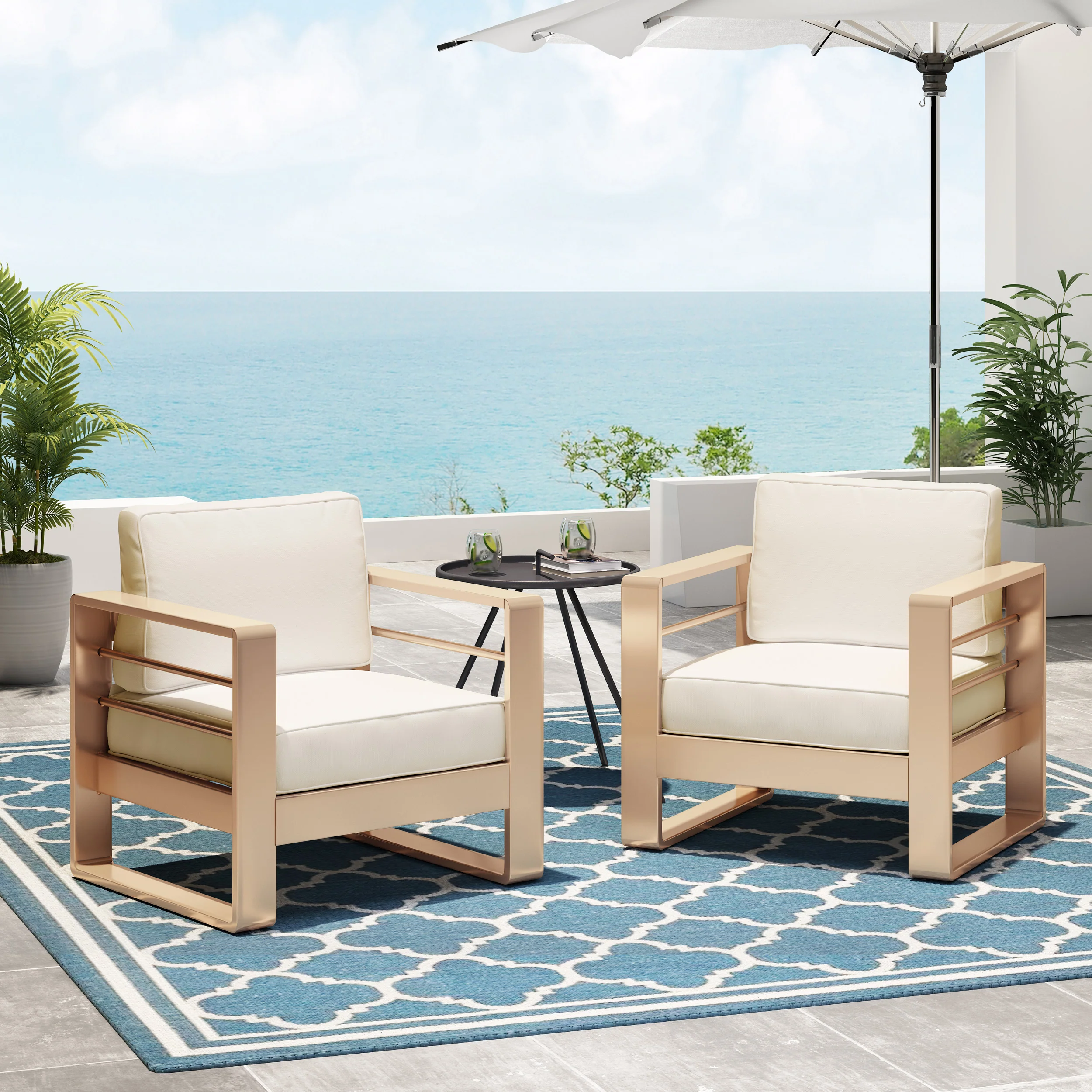 Gadd Outdoor Aluminum Club Chairs (Set of 2) - furnishings