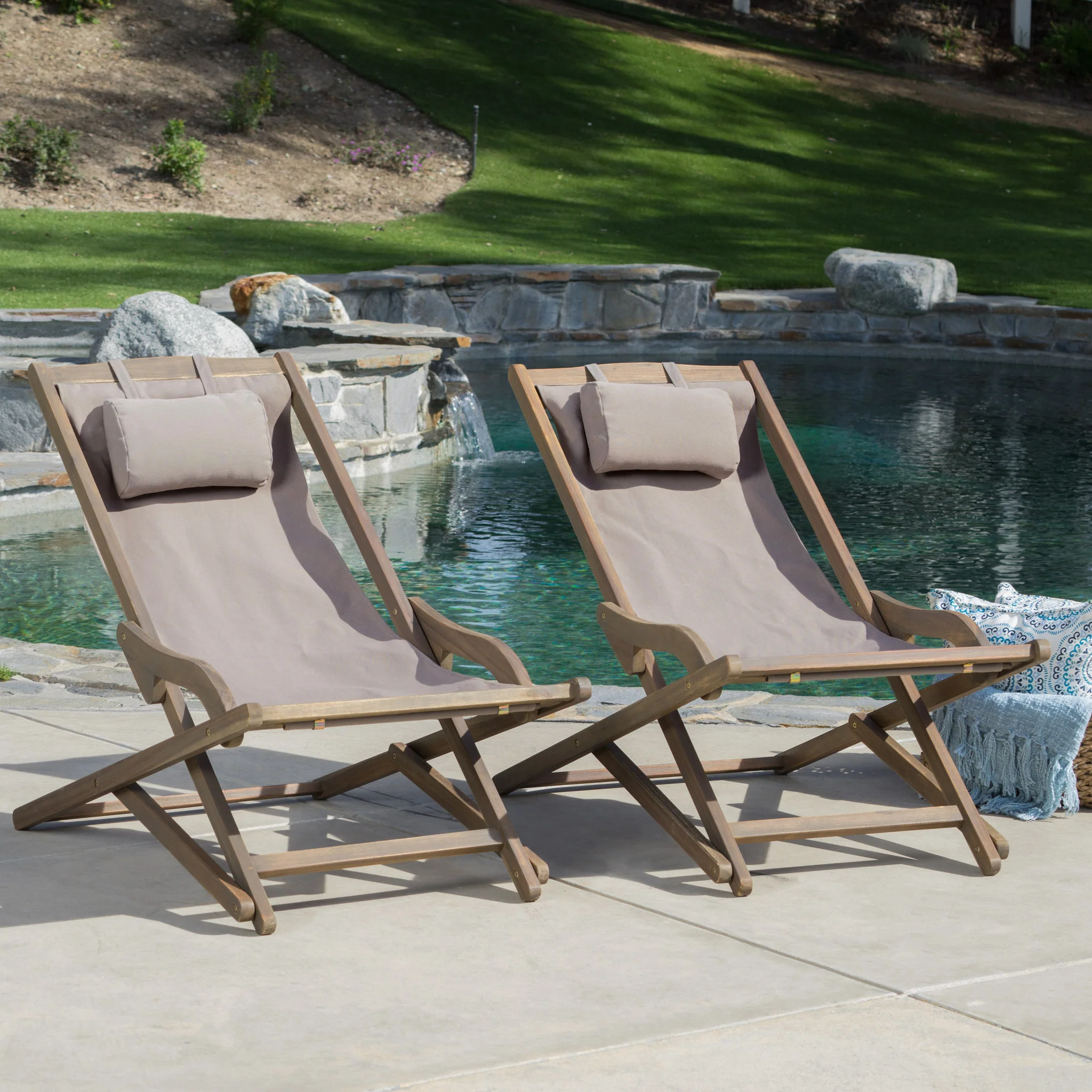 Northland Outdoor Wood and Canvas Sling Chair (Set of 2) - furnishings