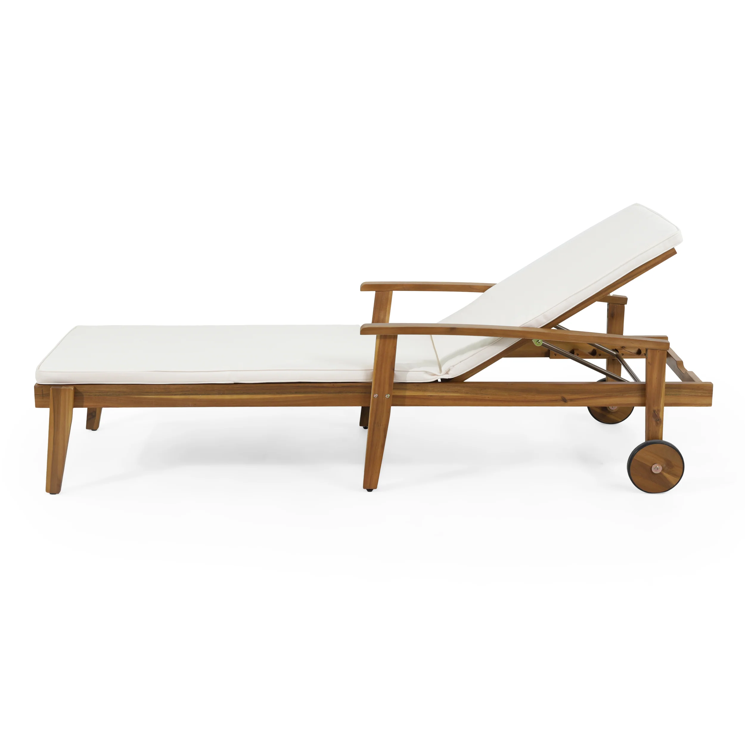 Lucknow Outdoor Acacia Wood Chaise Lounge with Water Resistant Cushion, Set of 2 - furnishings