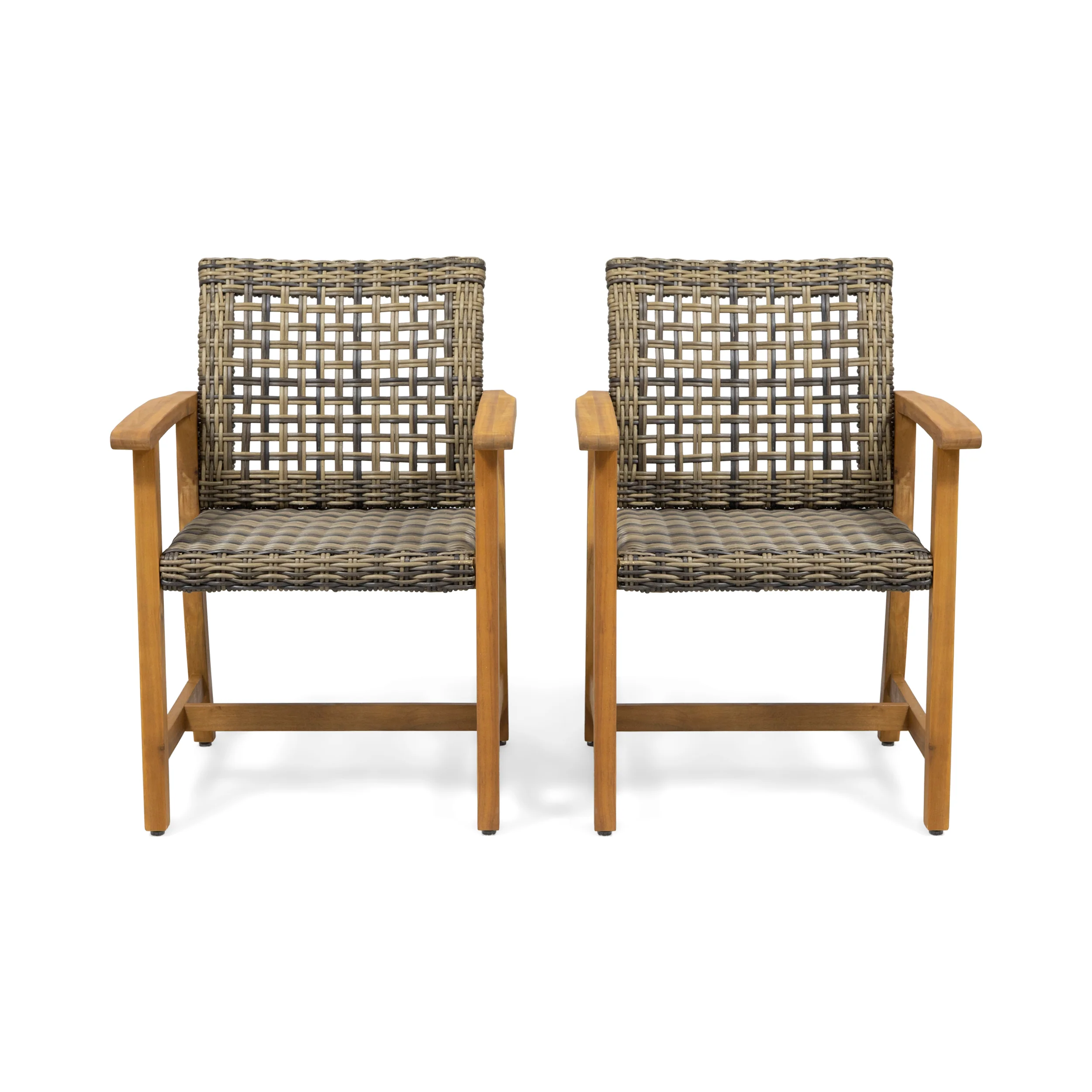 Alyssa Outdoor Acacia Wood and Wicker Dining Chair (Set of 2) - furnishings