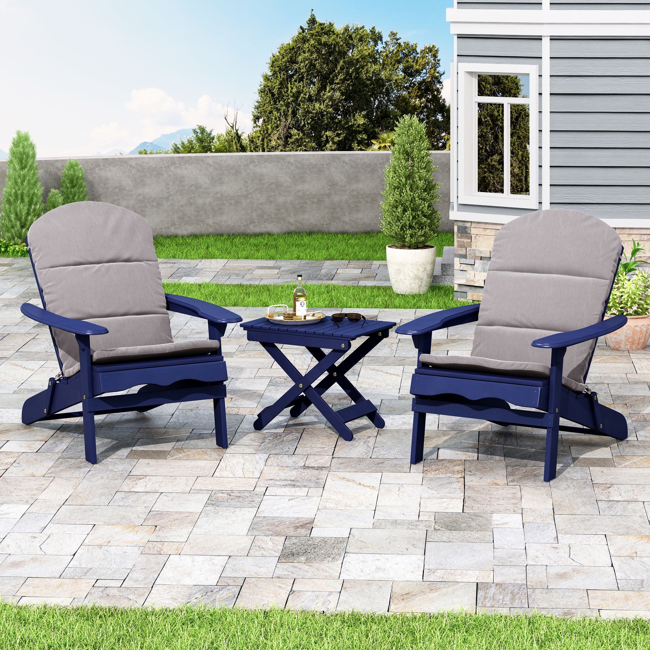 Reed Outdoor 2 Seater Acacia Wood Chat Set with Water Resistant Cushions - furnishings