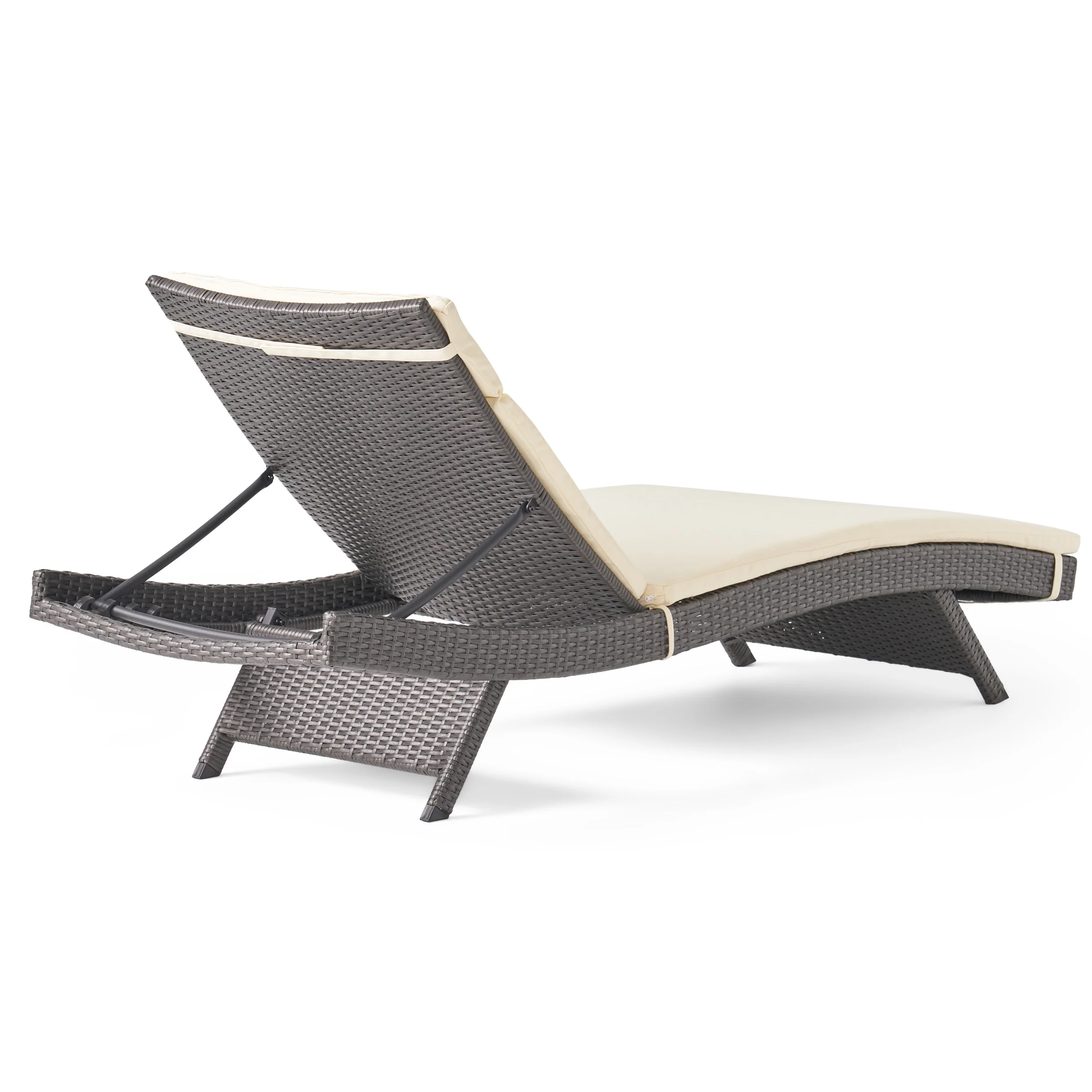 Nassau Outdoor Grey Wicker Adjustable Chaise Lounge with Cushion - furnishings
