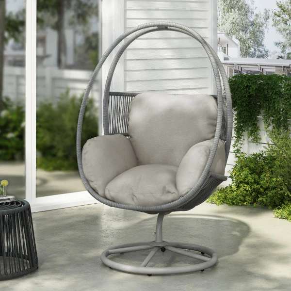 Liana Outdoor Swivel Lounge Chair, Light Gray - furnishings