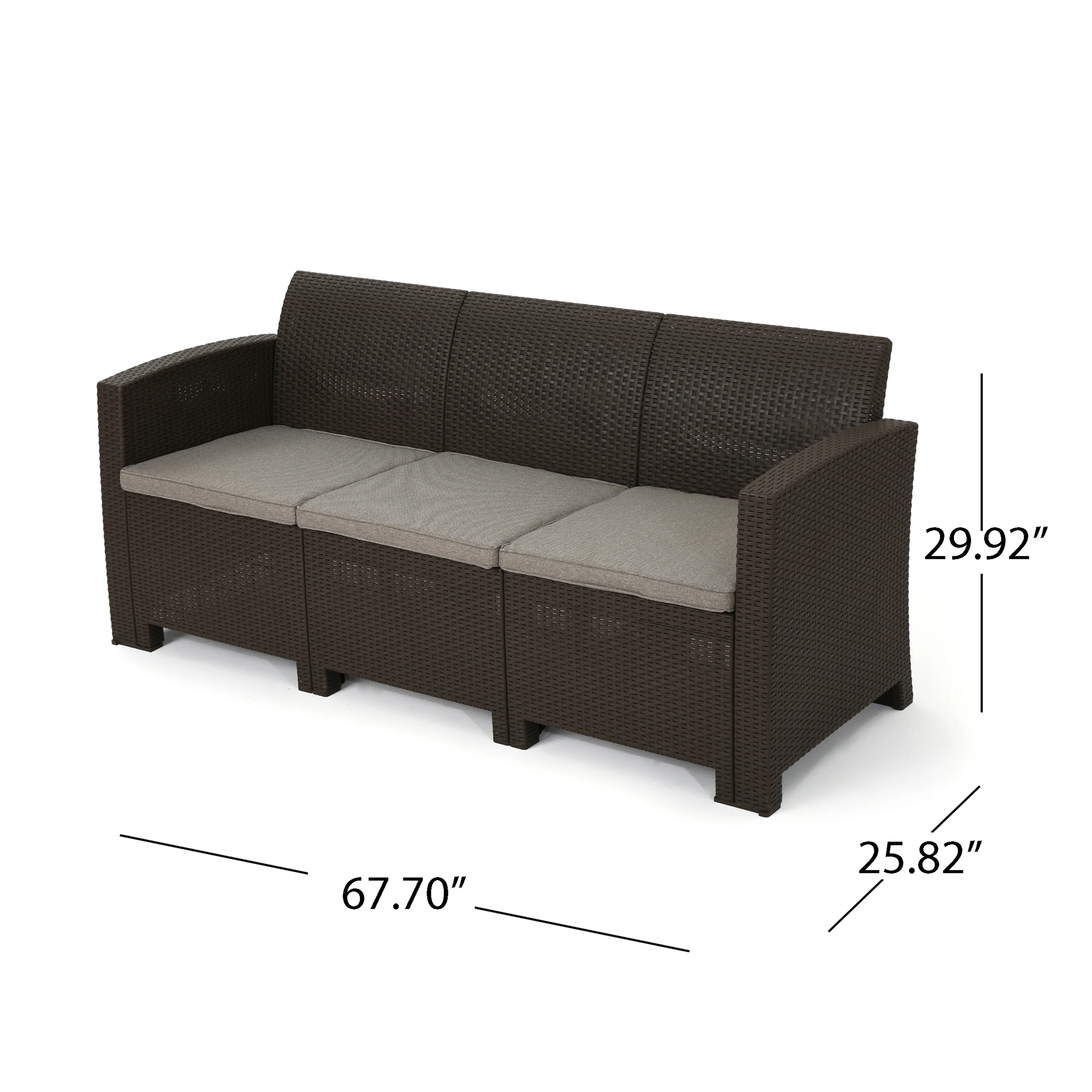 St. Pete Outdoor 3 Seat Faux Wicker Rattan Style Sofa - furnishings
