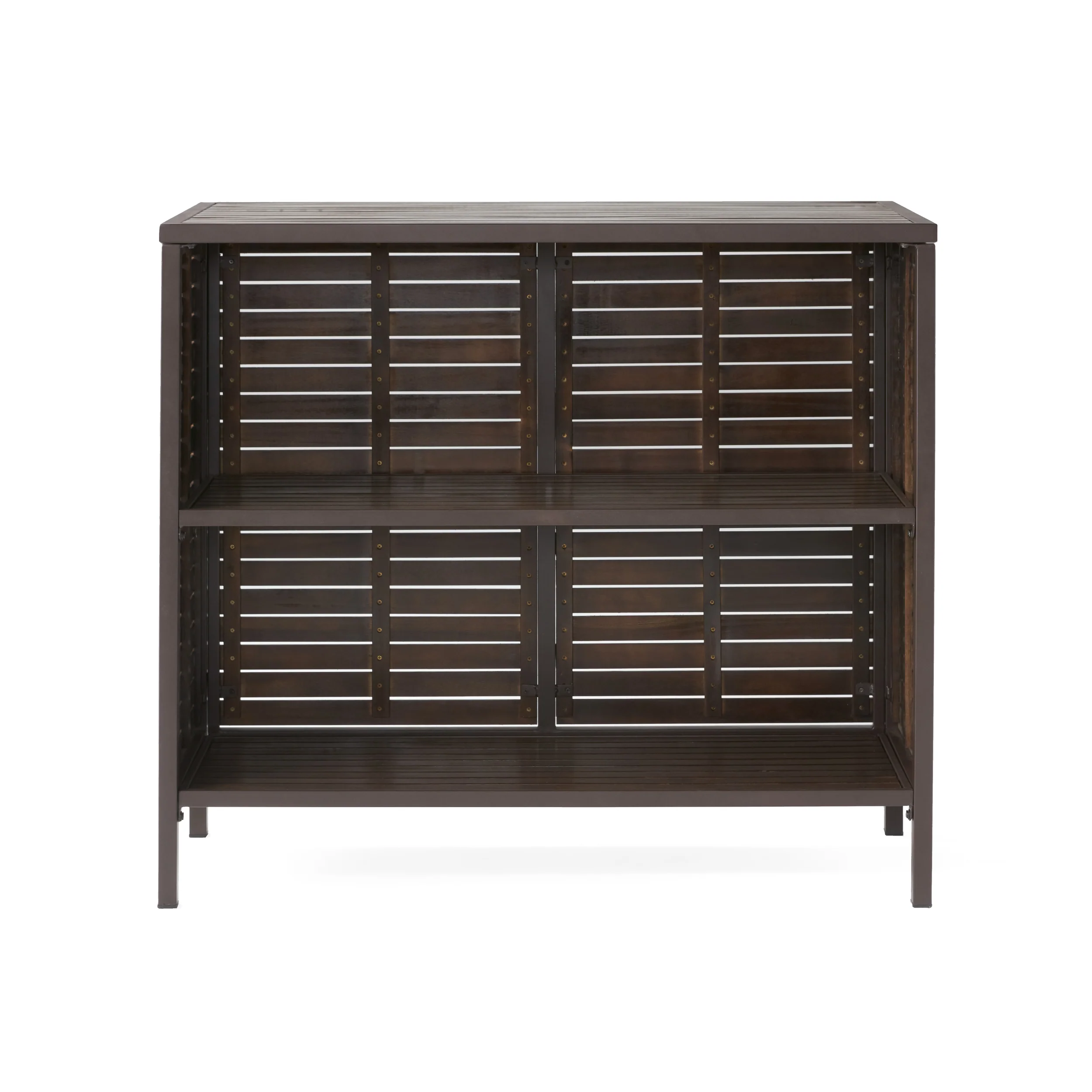 Isabel Dark Brown Acacia Wood & Rustic Metal Bar With 30-Inch Barstools - furnishings