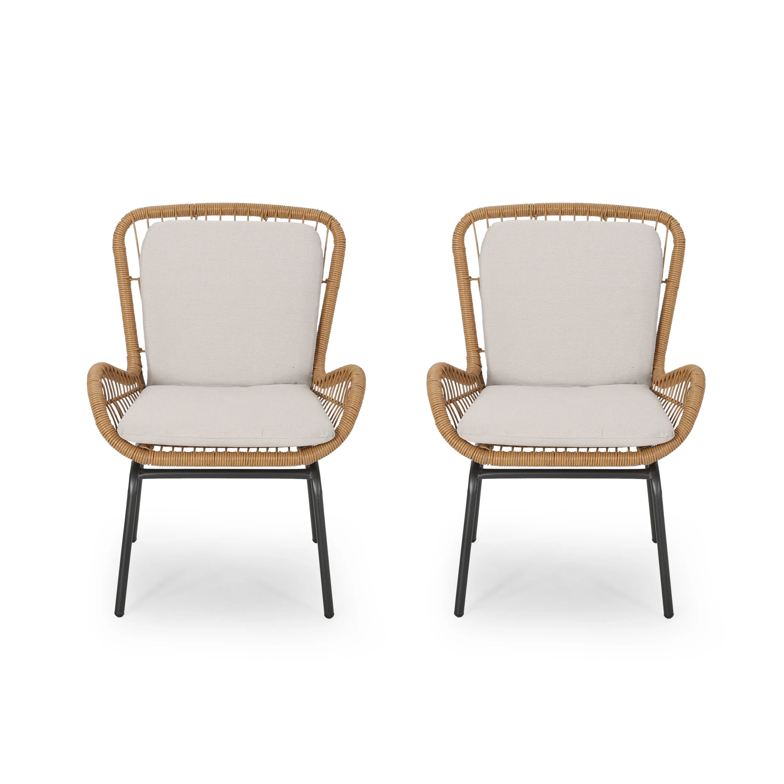 Averyrose Outdoor Wicker Club Chair with Cushions (Set of 2) - furnishings