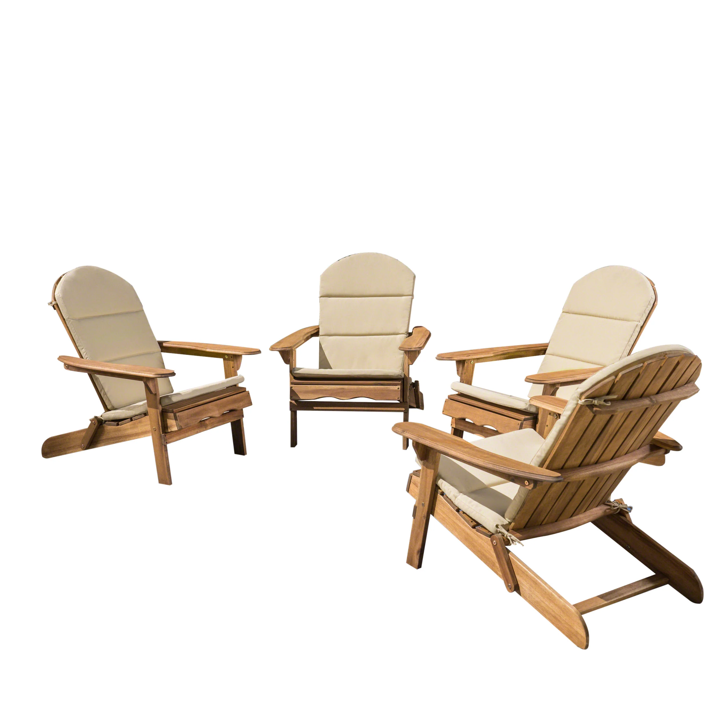 Amenda Outdoor Acacia Wood Folding Adirondack Chairs with Cushions - furnishings