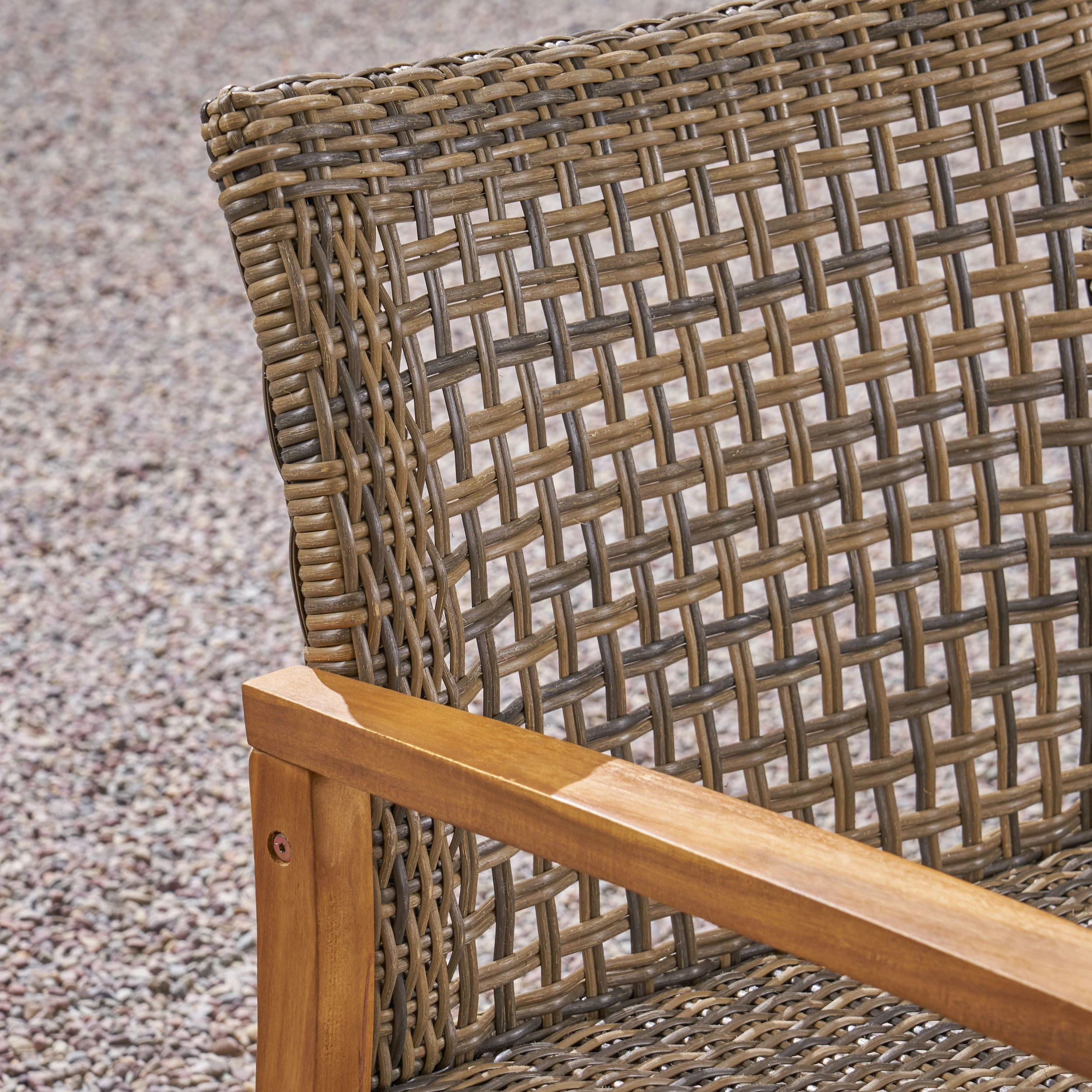 Levant Outdoor 4-Seater Wood and Wicker Club Chair Set with Fire Pit - furnishings