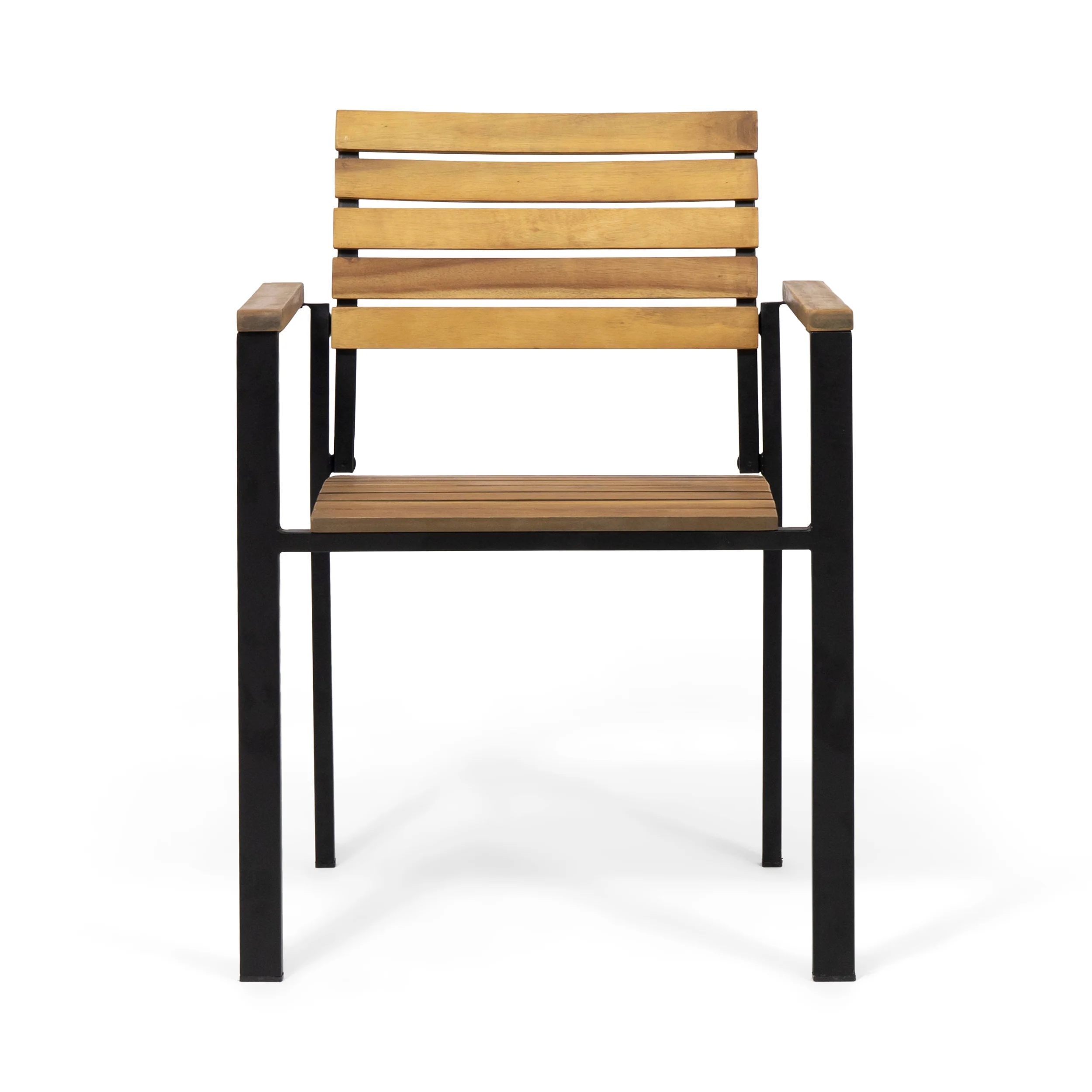 Alberta Outdoor Wood and Iron Dining Chairs (Set of 2) - furnishings