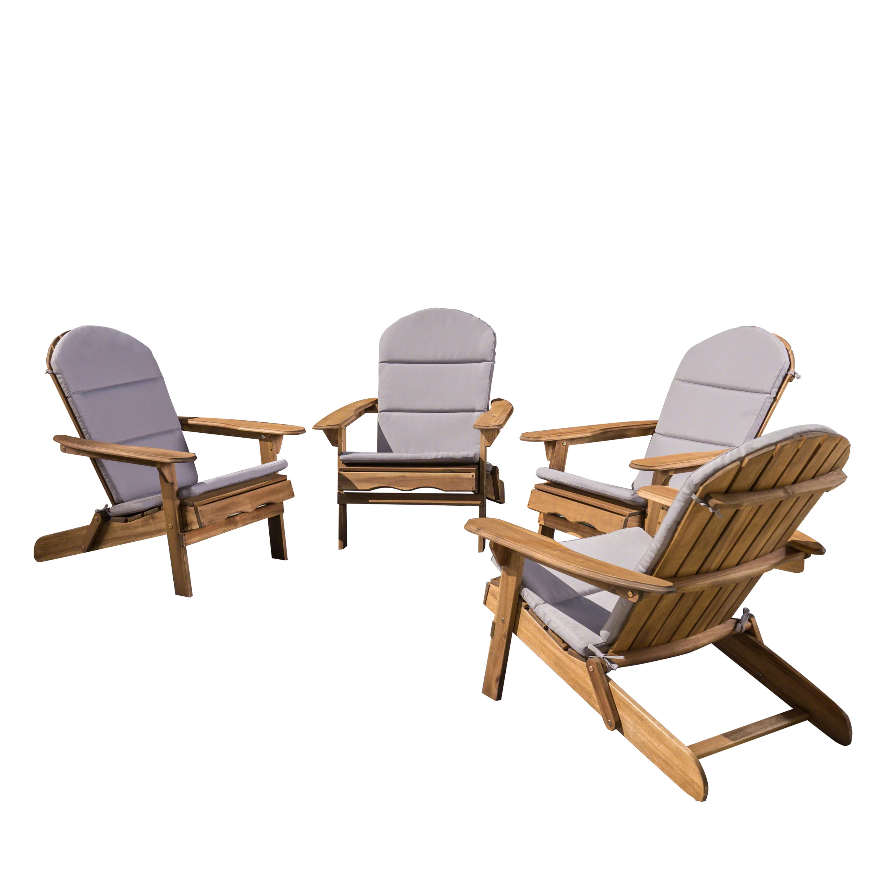 Amenda Outdoor Acacia Wood Folding Adirondack Chairs with Cushions - furnishings