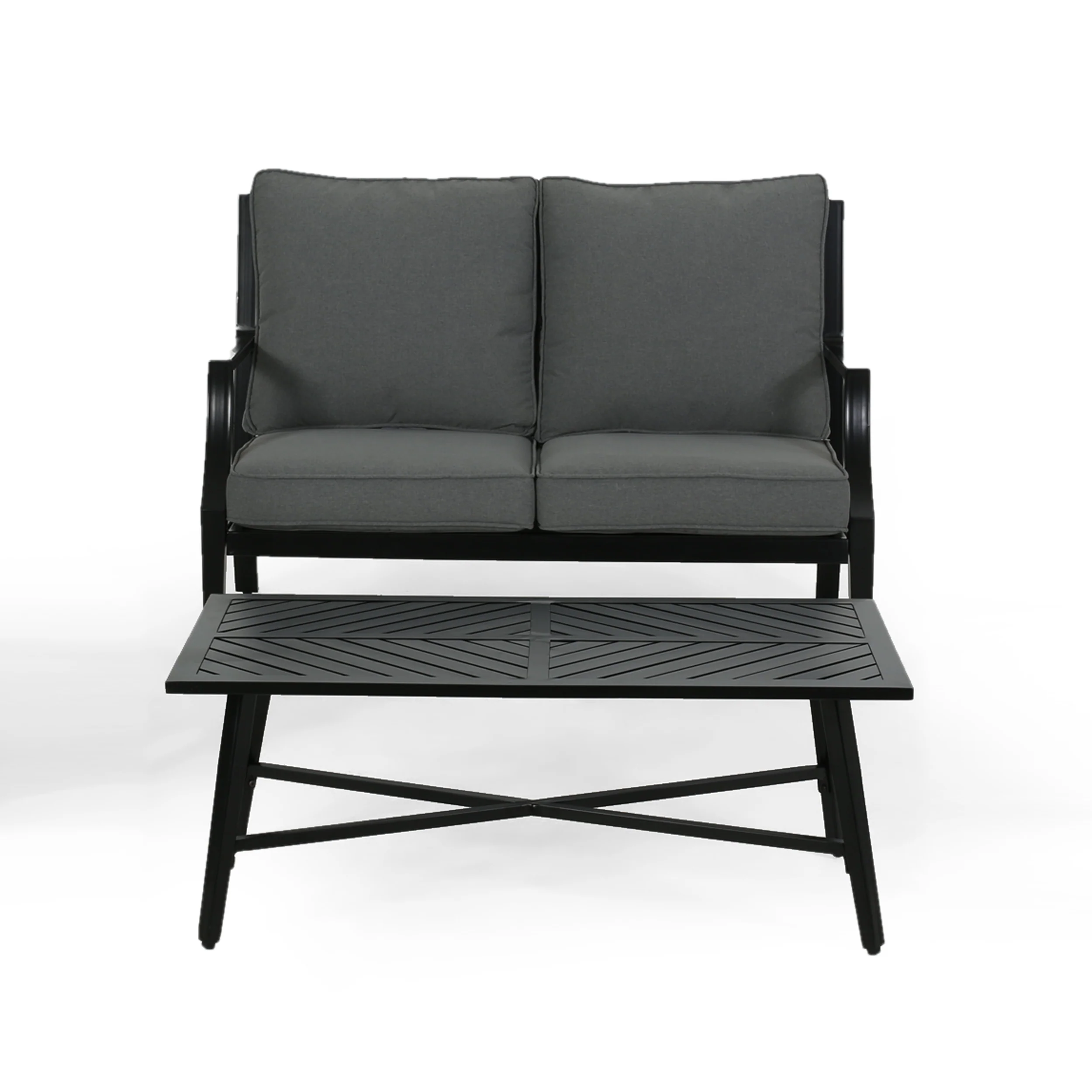 Carlson Diego Outdoor Aluminum Loveseat and Coffee Table Set - furnishings