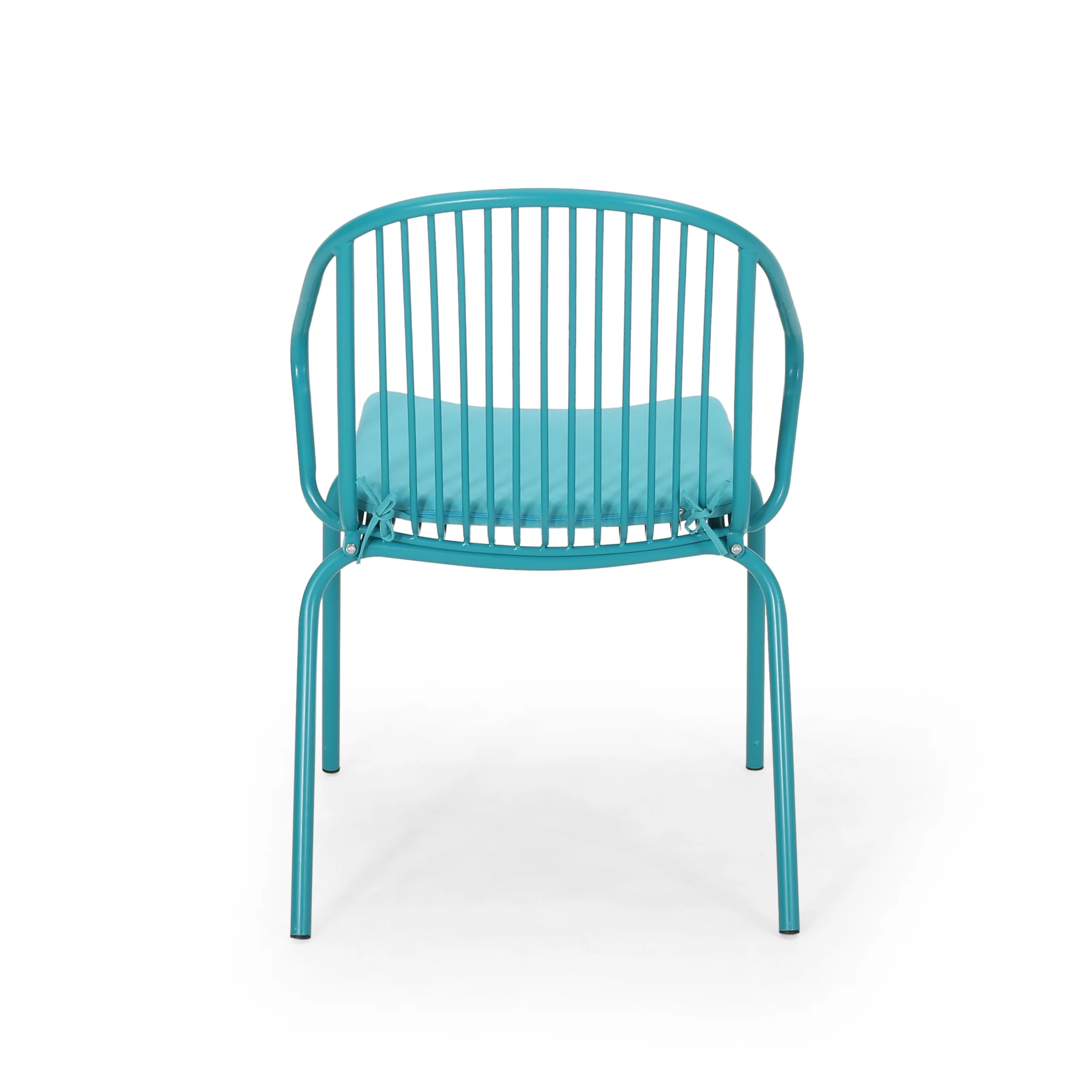 Emily Outdoor Modern Iron Club Chair with Cushion (Set of 2) - furnishings