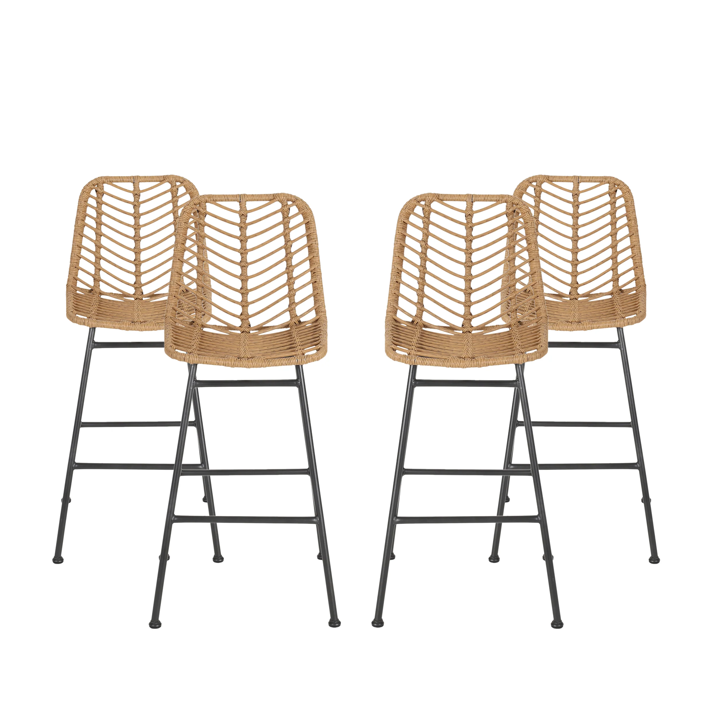 Kendal Outdoor Wicker Barstools (Set of 4) - furnishings