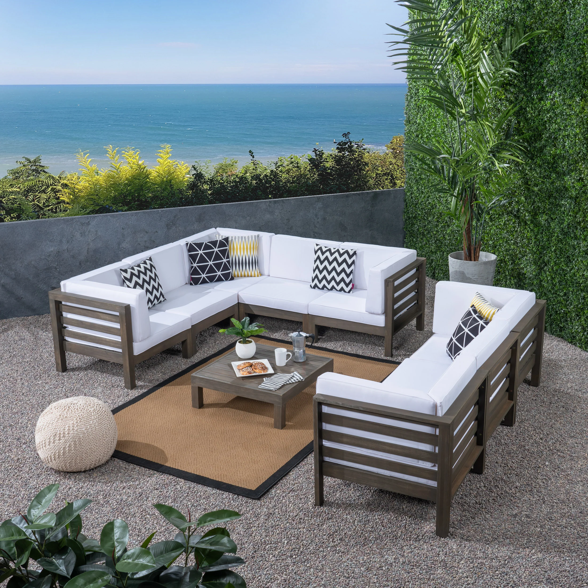 Ravello Outdoor Sectional Sofa Set with Coffee Table - furnishings