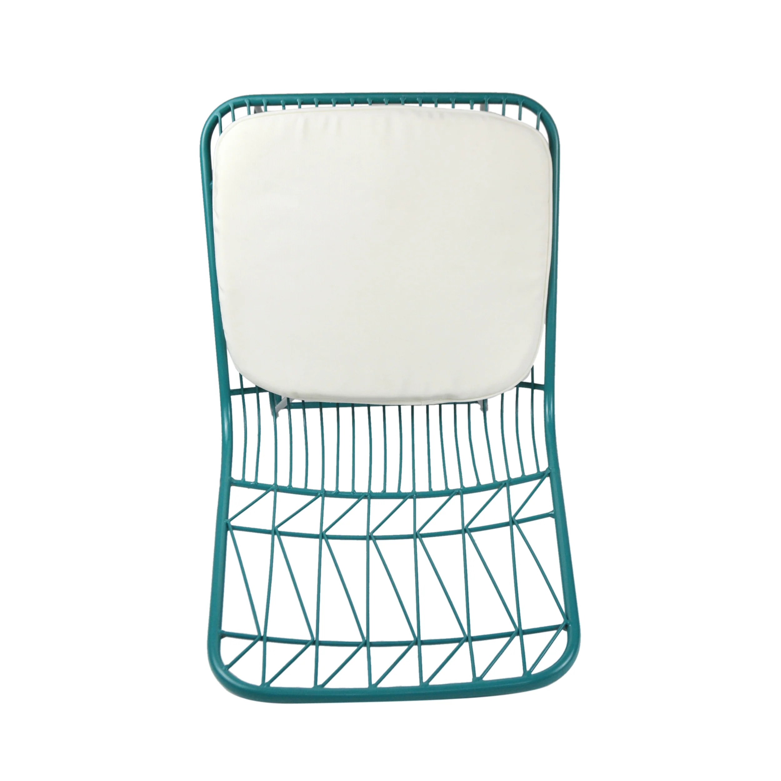 Ella Outdoor Wire Counter Stools with Cushions (Set of 4), Teal and Ivory - furnishings