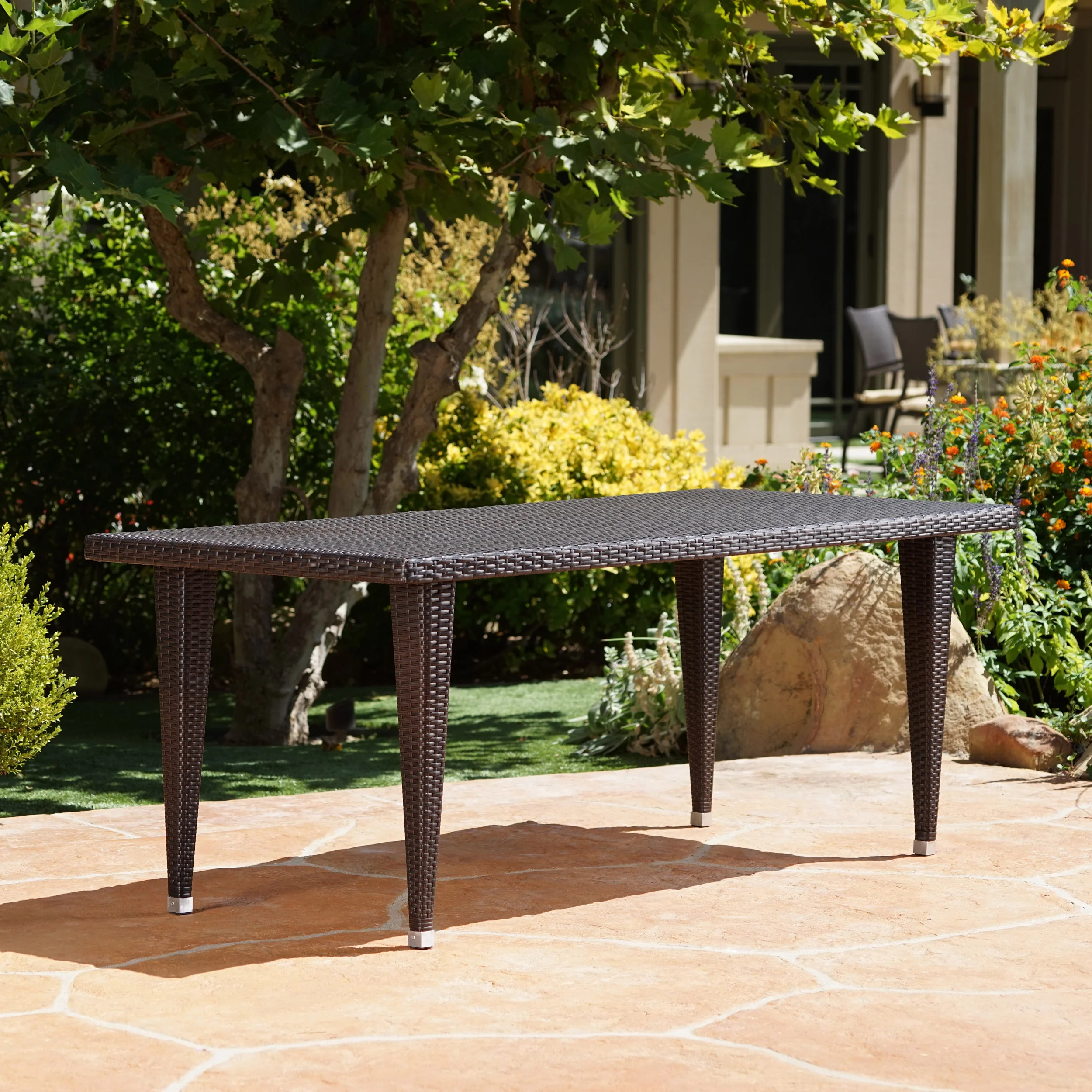 Durango Outdoor 73.5-inch Multibrown Wicker Rectangular Dining Table - furnishings
