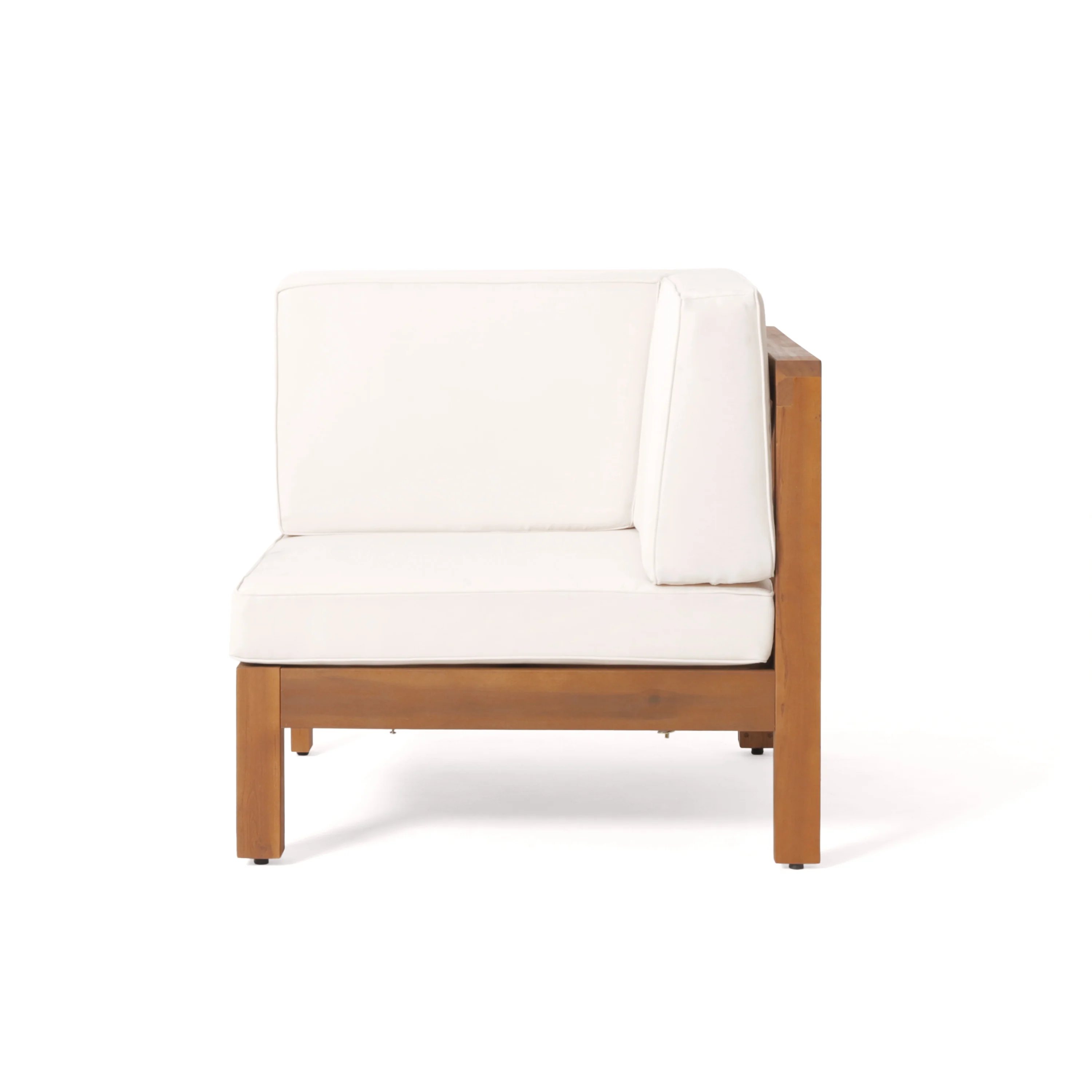 Muriel Outdoor Farmhouse Acacia Wood 8 Seater U-Shaped Sectional Sofa Set with Fire Pit - furnishings
