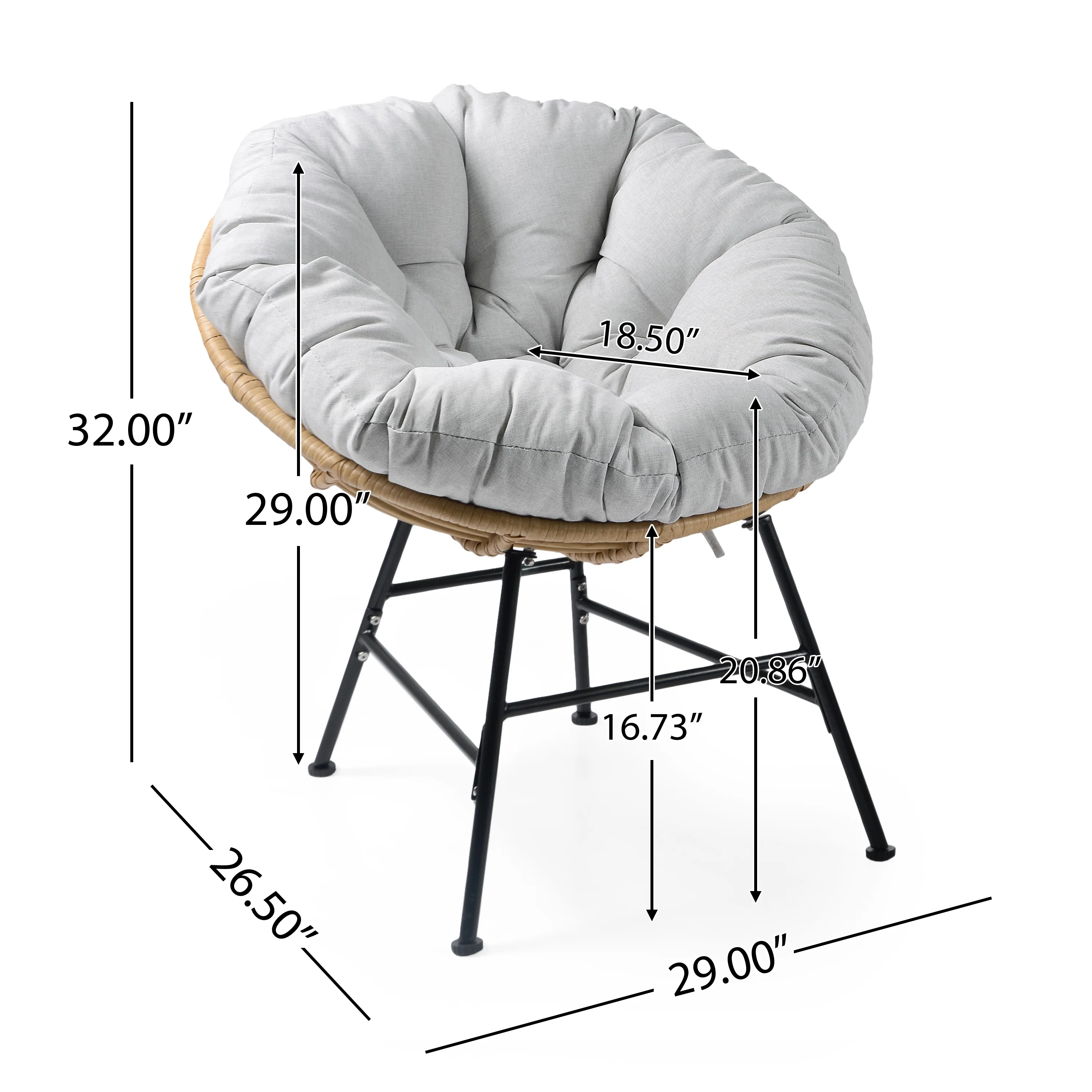 Richmond Outdoor PE Rattan Shelll Chair with Cushions - furnishings