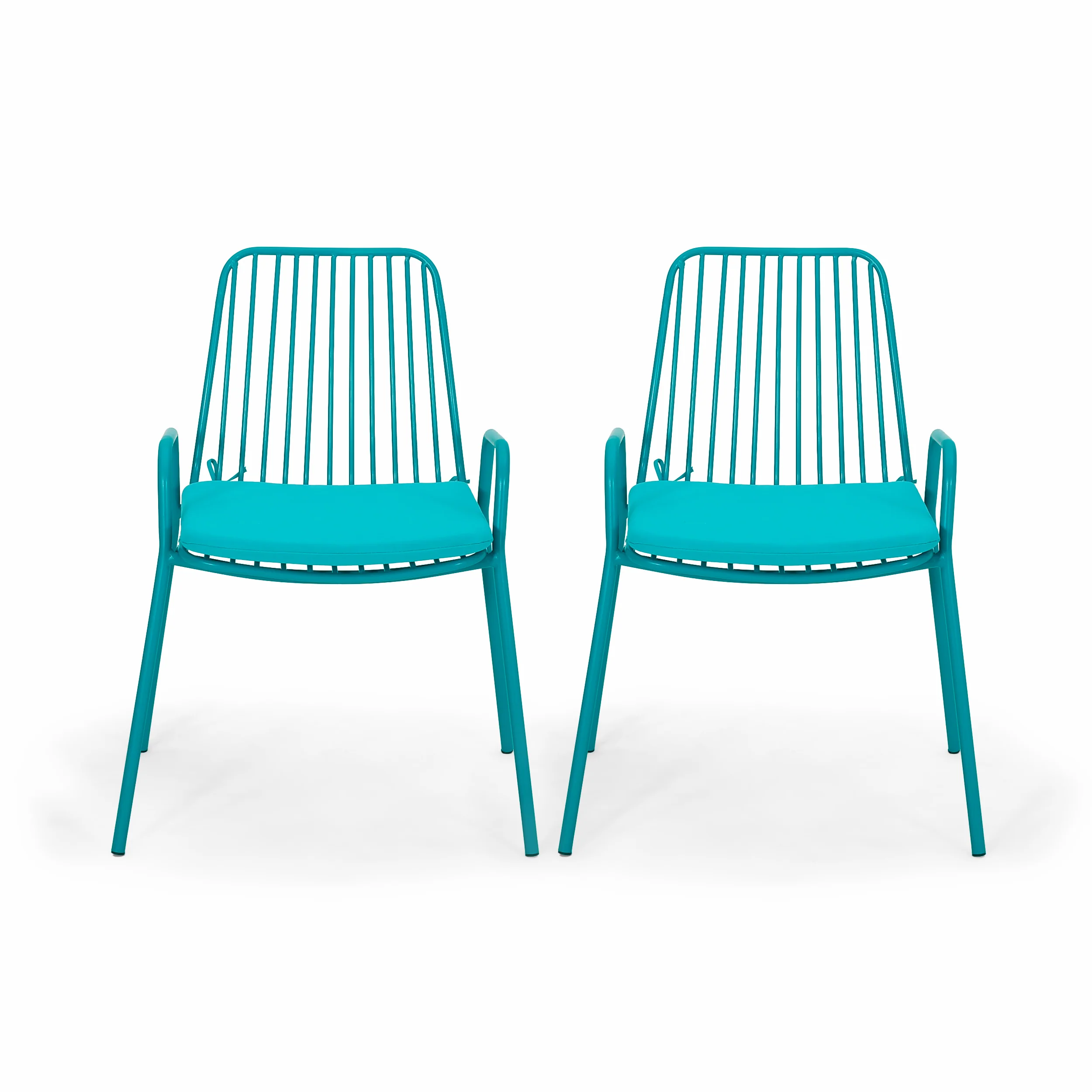 Ashwood Outdoor Modern Iron Club Chair with Cushion (Set of 2) - furnishings