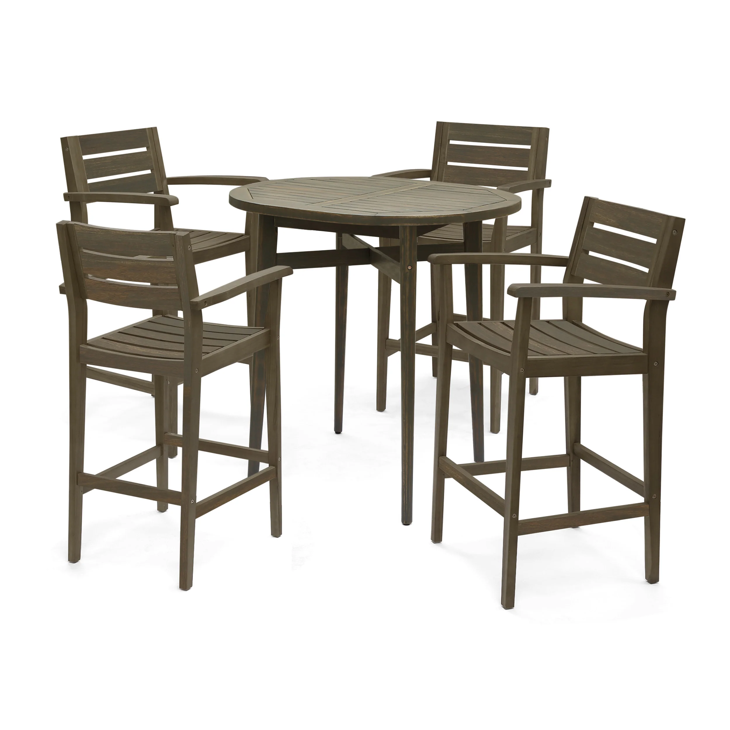 Stanford Outdoor Farmhouse 4 Seater Wood Bar Set - furnishings