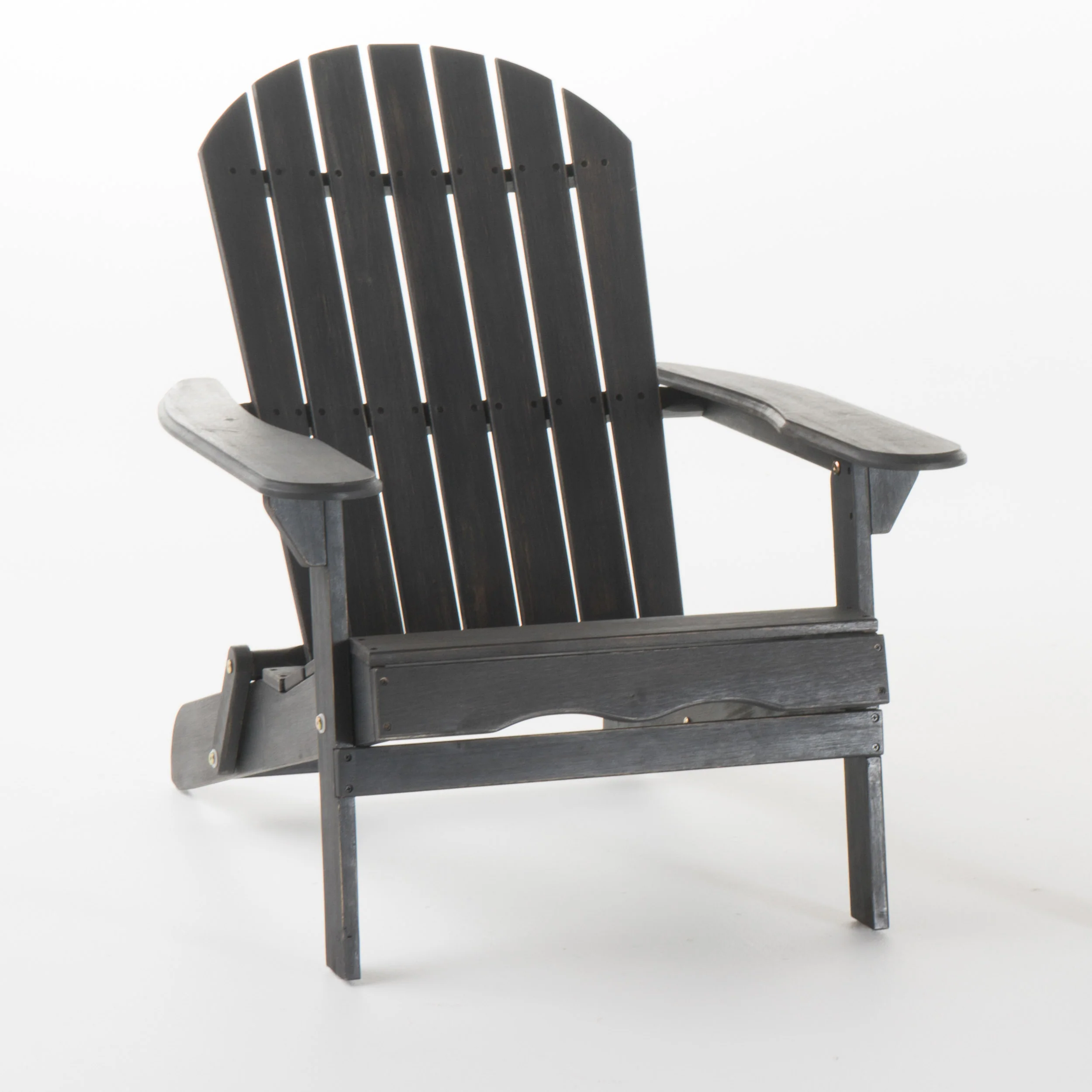 Hillary Dark Gray Acacia Wood Folding Adirondack Chair - furnishings