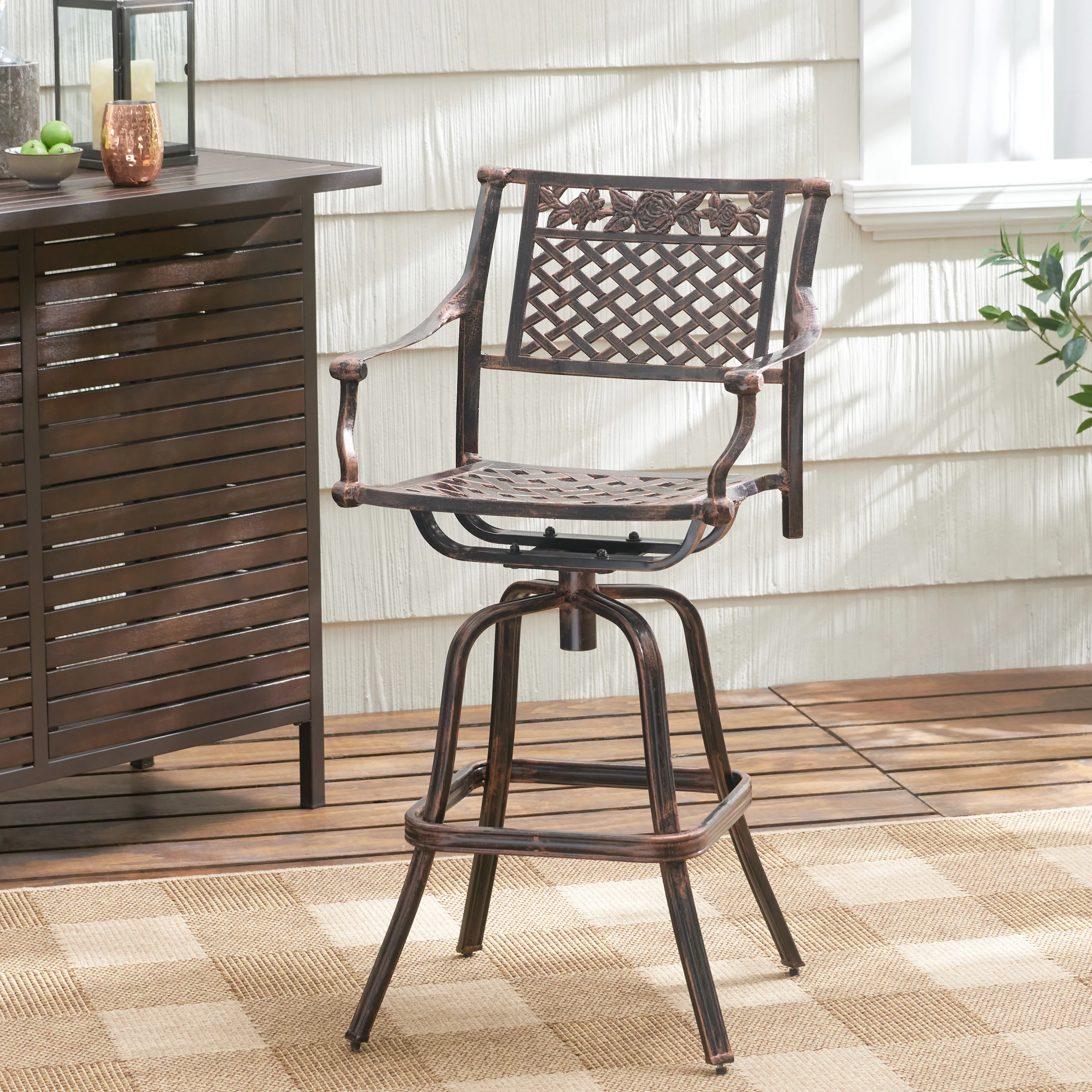 Sierra 30-Inch Outdoor Cast Aluminum Swivel Bar Stool - furnishings