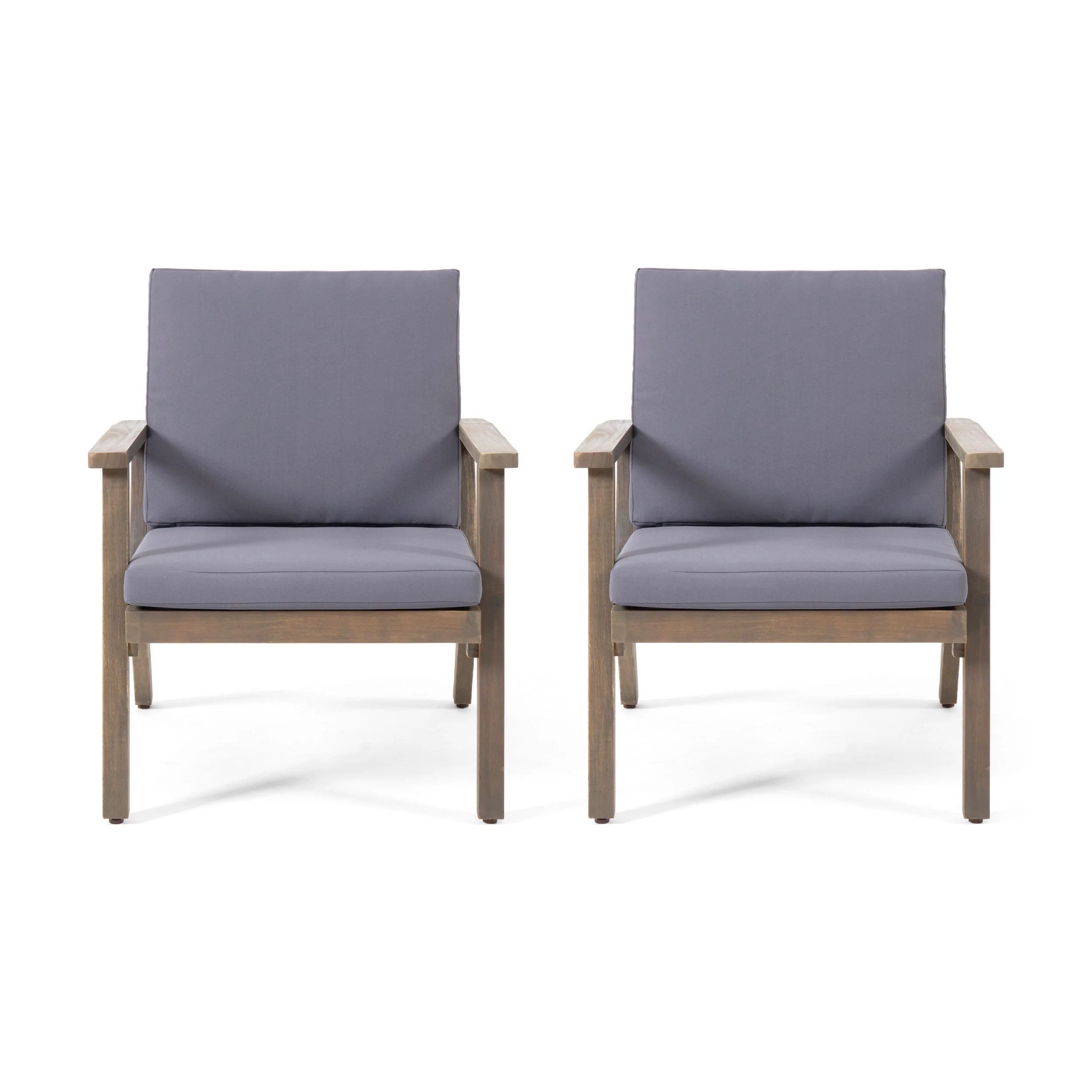 Avacyn Outdoor Acacia Wood Club Chairs with Cushions (Set of 2) - furnishings